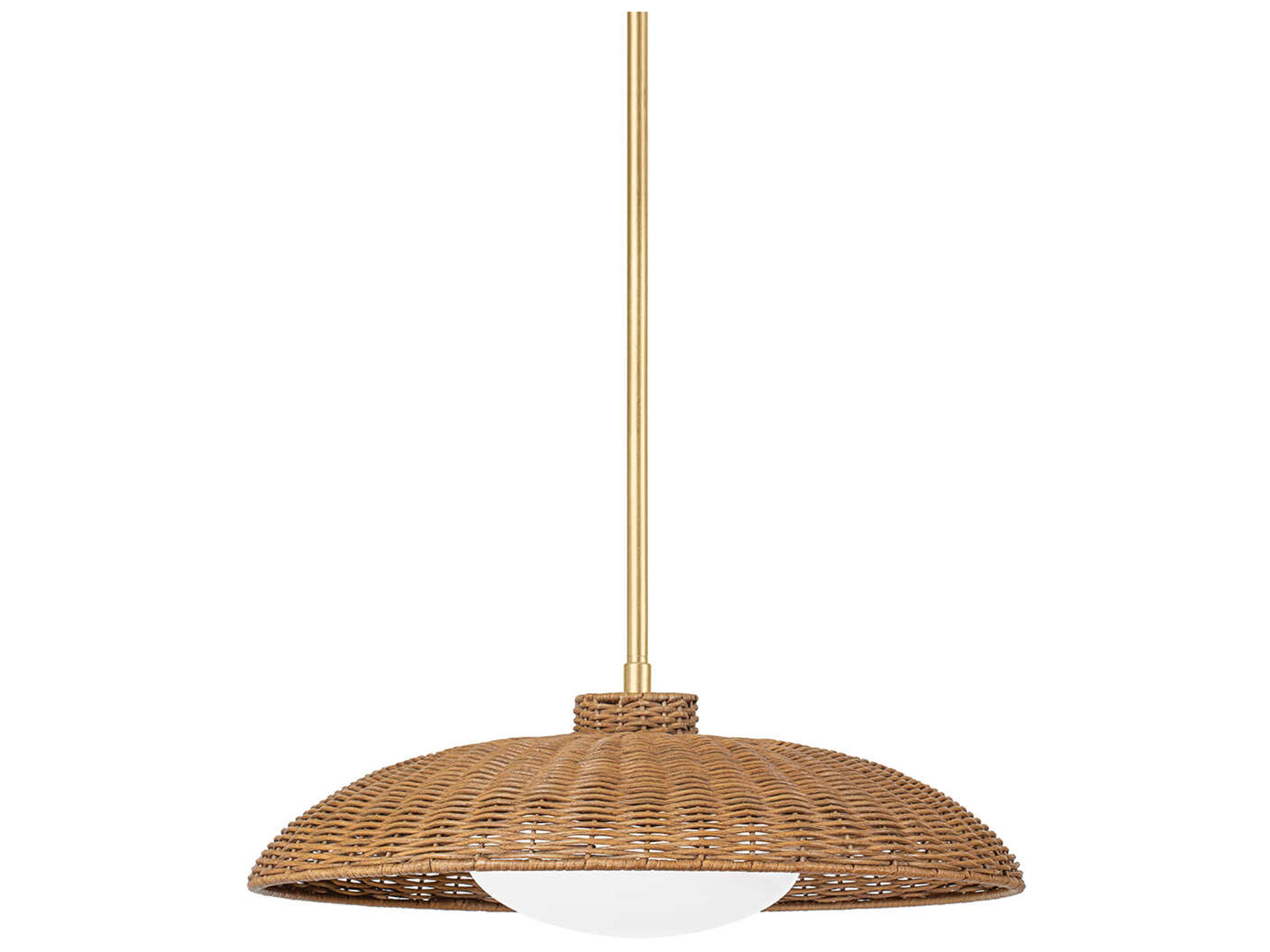 Hudson Valley Delano 1-Light Vintage Gold Leaf Brown Glass Drum Globe Pendant