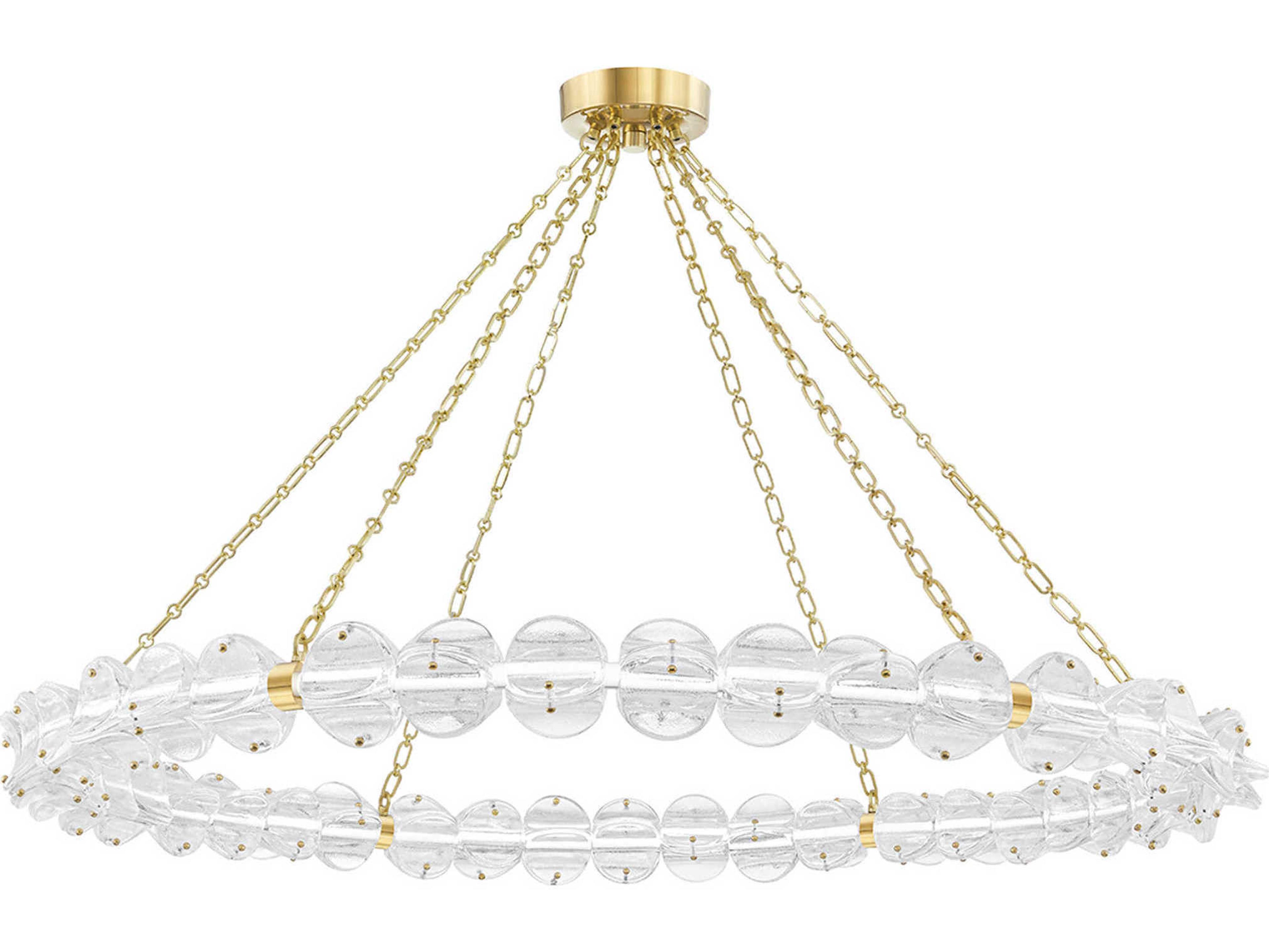 Hudson Valley Lindley 1-Light Aged Brass Etched Glass LED Chandelier