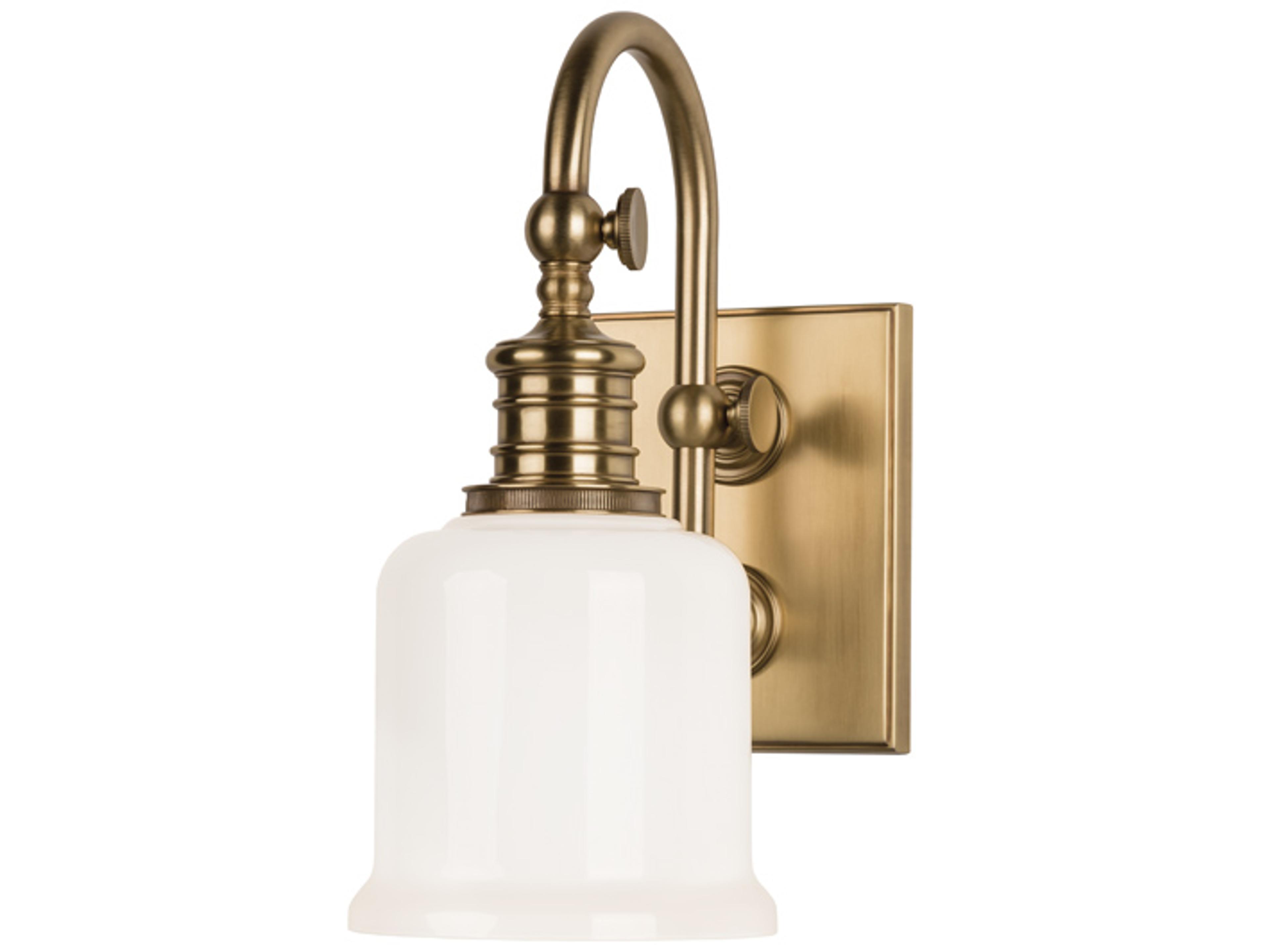 Hudson Valley Keswick 1-Light Aged Brass Off White Glass Wall Sconce