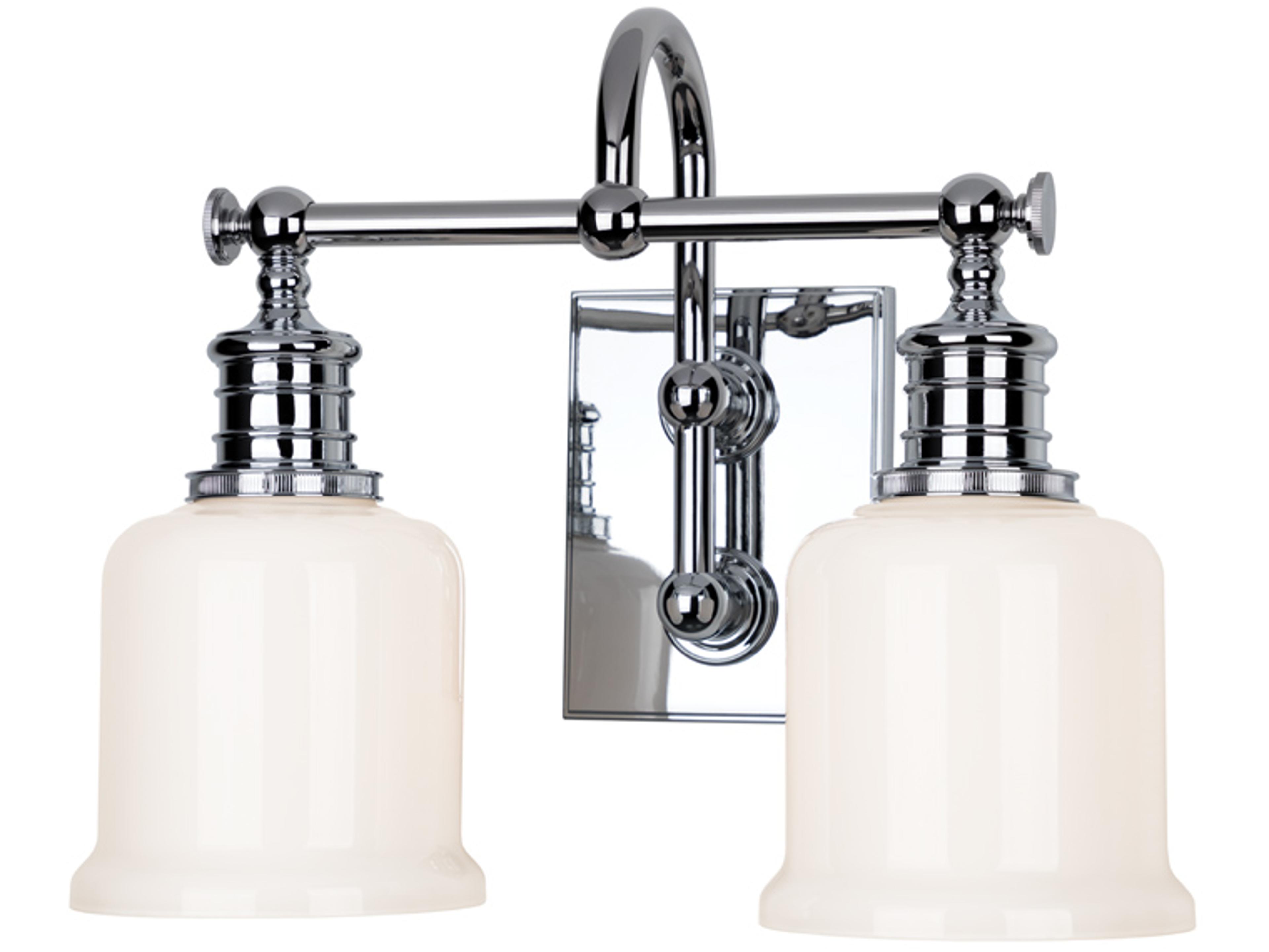 Hudson Valley Keswick 2-Light Polished Chrome Off White Glass Vanity Light