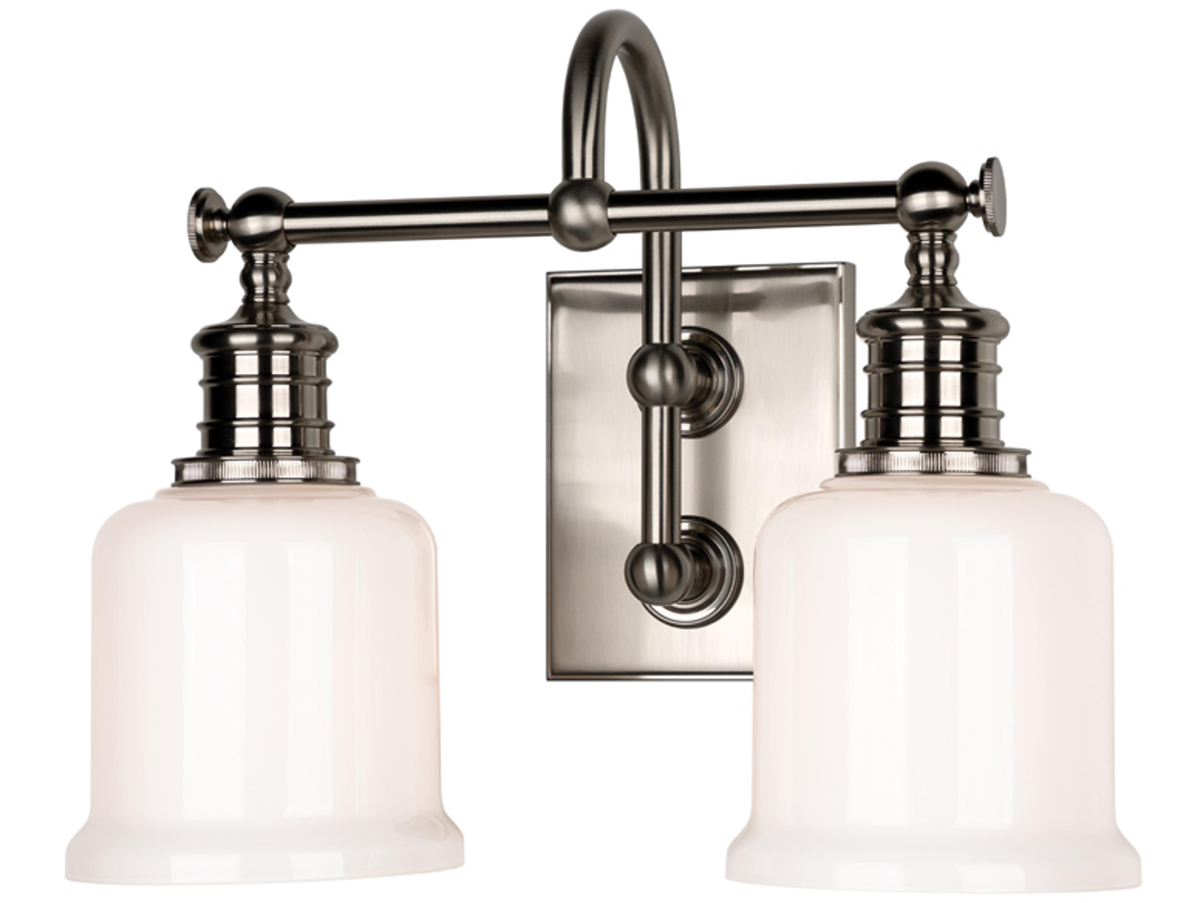 Hudson Valley Keswick 2-Light Satin Nickel Off White Glass Vanity Light