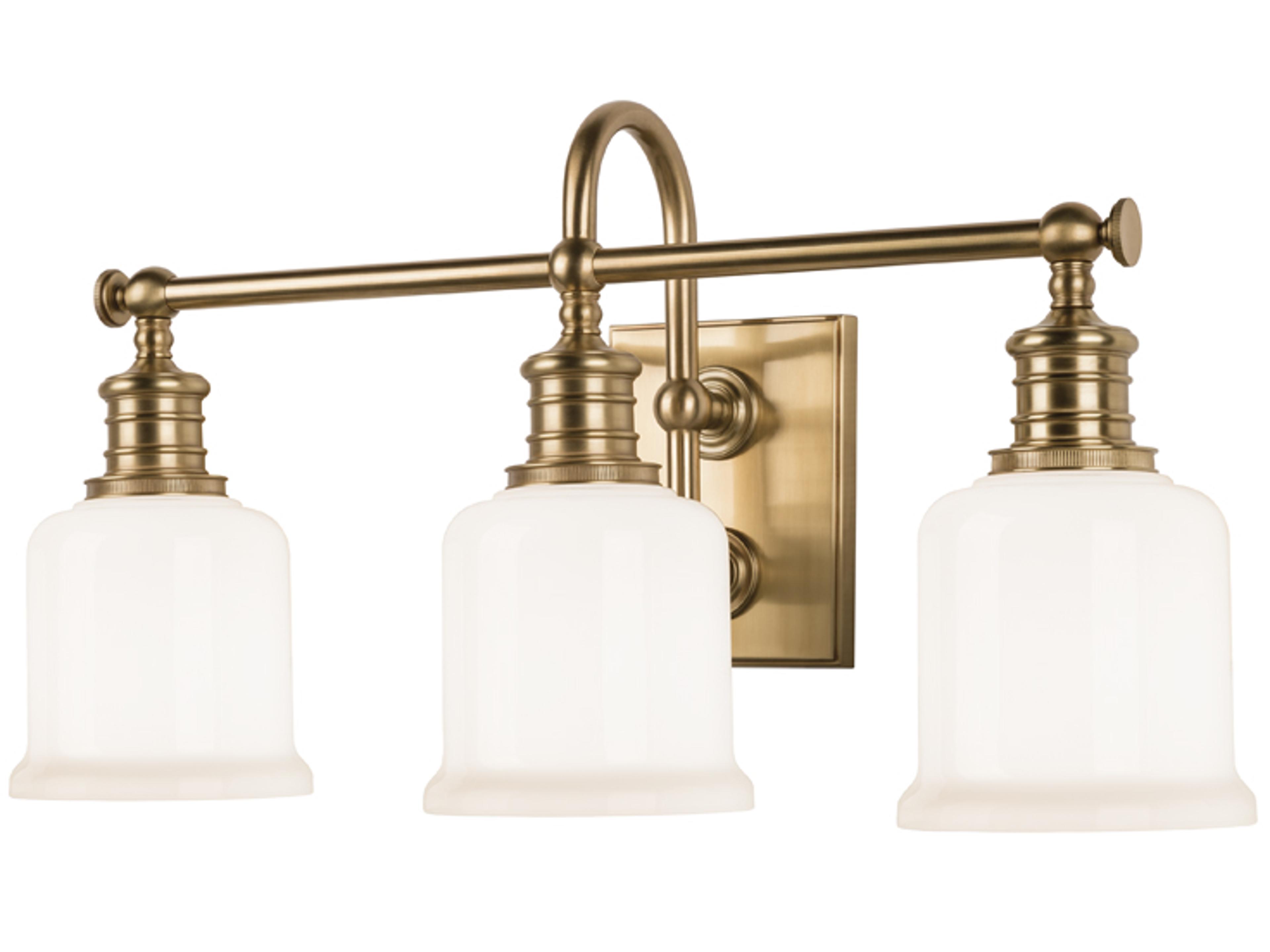 Hudson Valley Keswick 3-Light Aged Brass Glass Vanity Light
