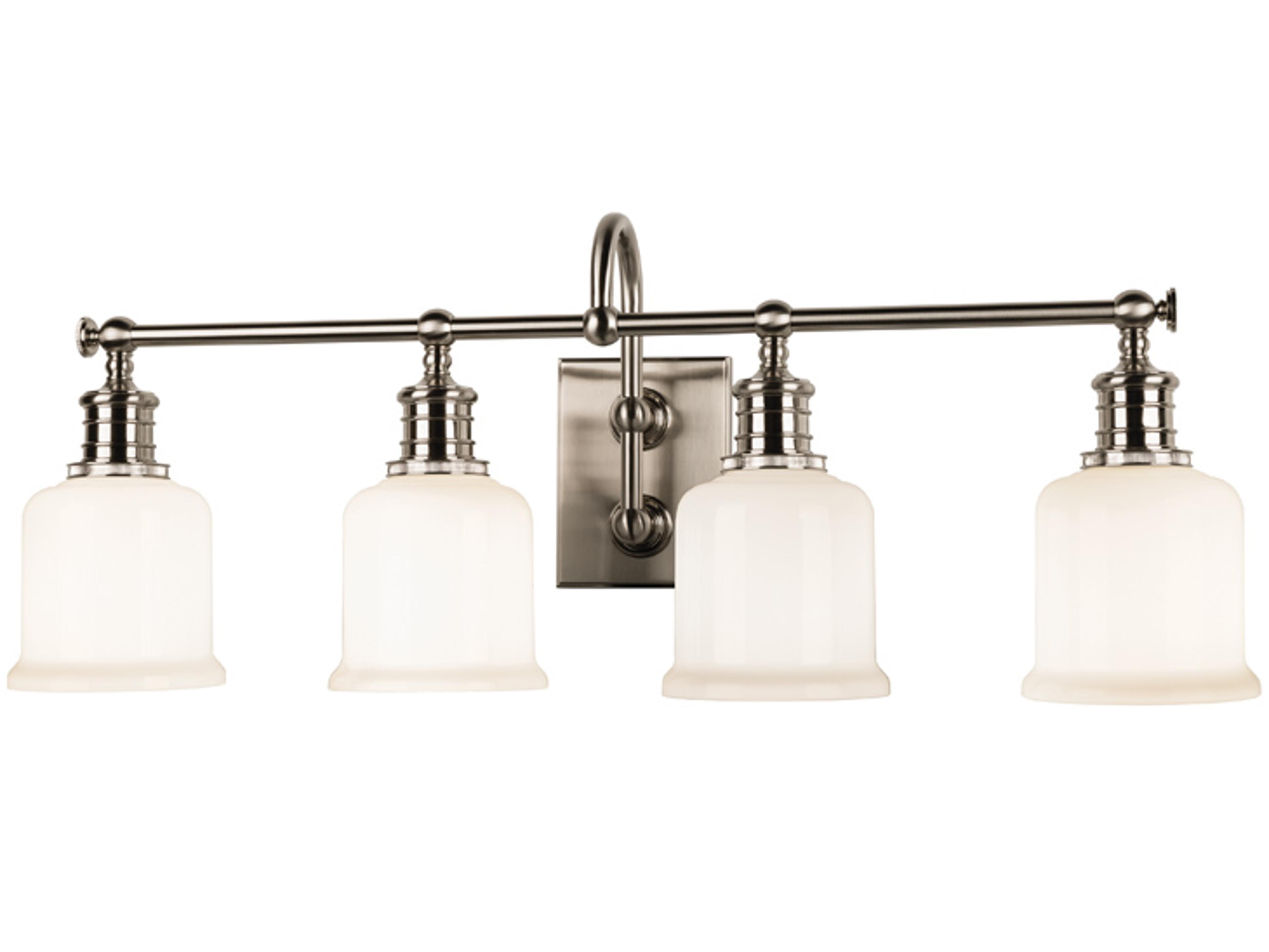 Hudson Valley Keswick 4-Light Satin Nickel Off White Glass Vanity Light
