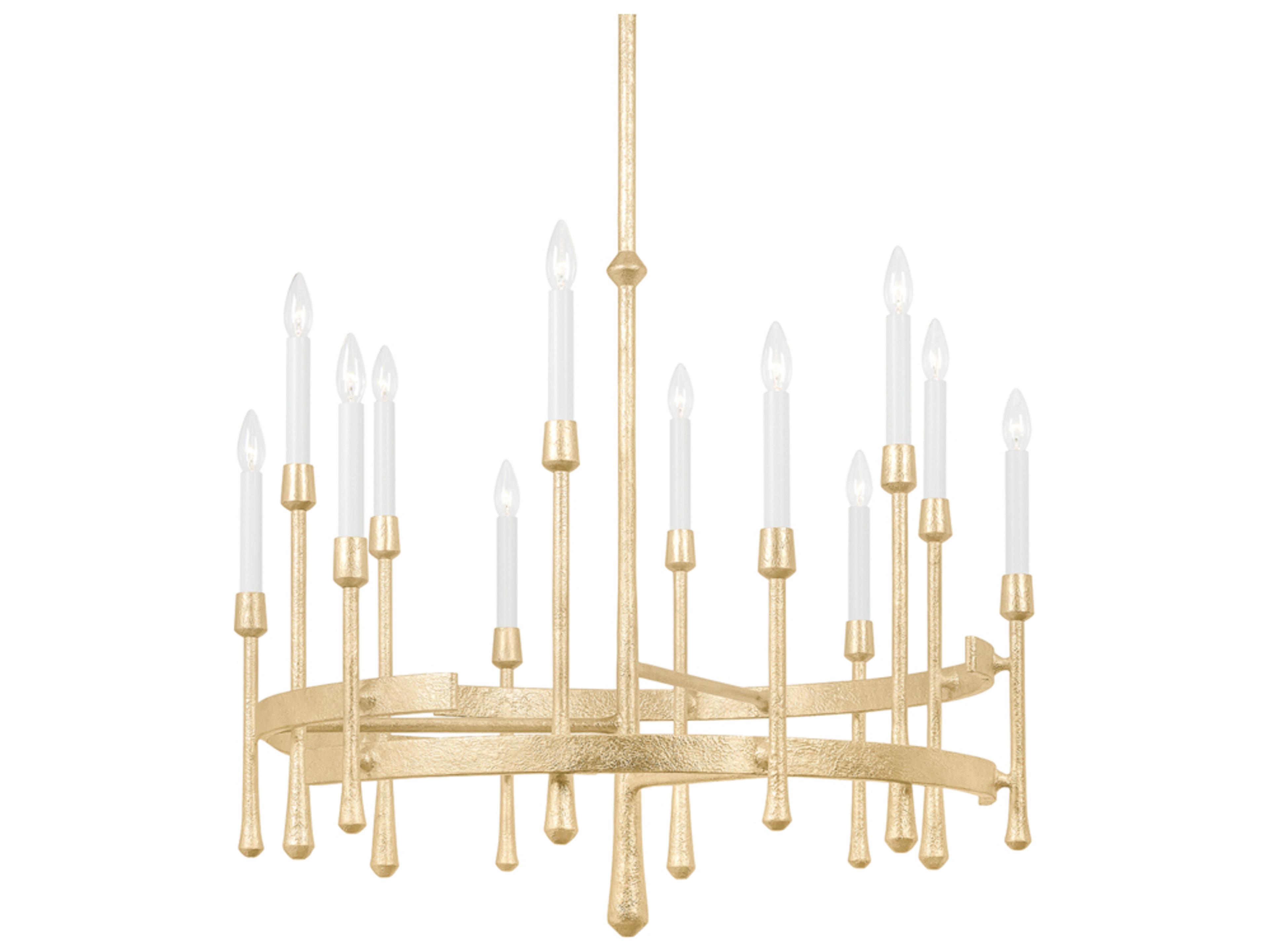 Hudson Valley Hathaway 12-Light Vintage Gold Leaf Candelabra Chandelier