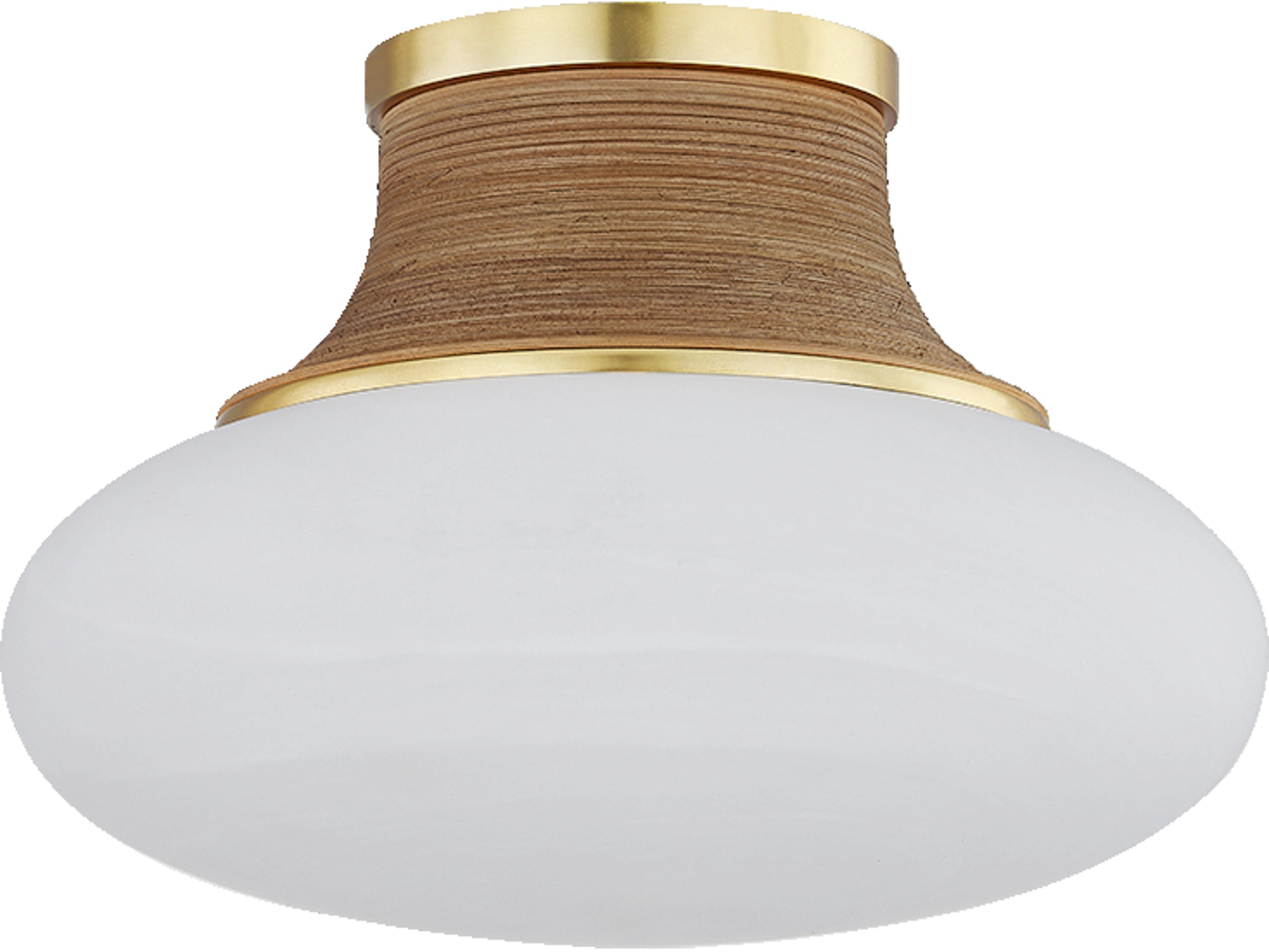 Hudson Valley Pearl River 1-Light Aged Brass Round Semi Flush Mount