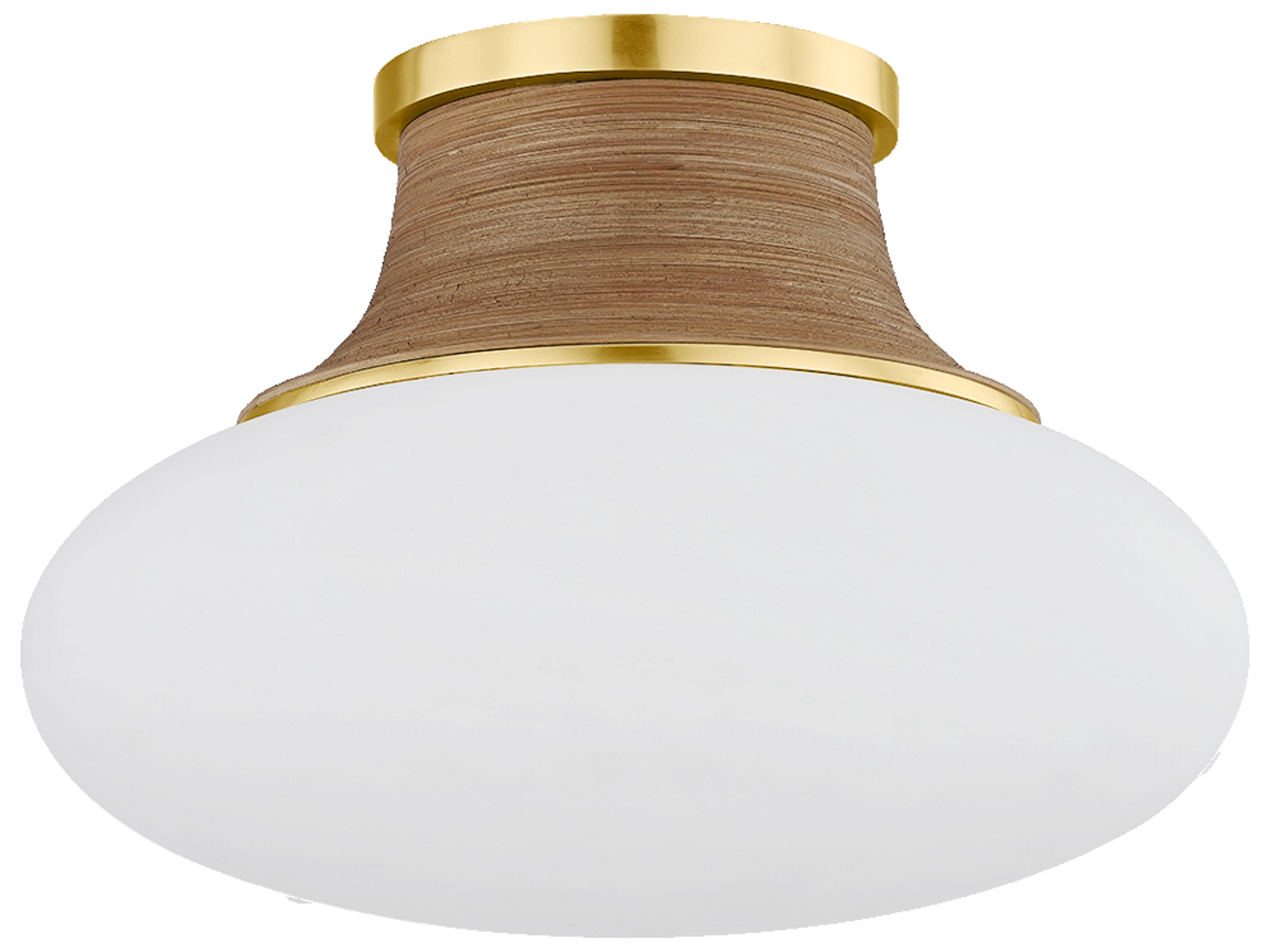 Hudson Valley Pearl River 1-Light Aged Brass Round Semi Flush Mount