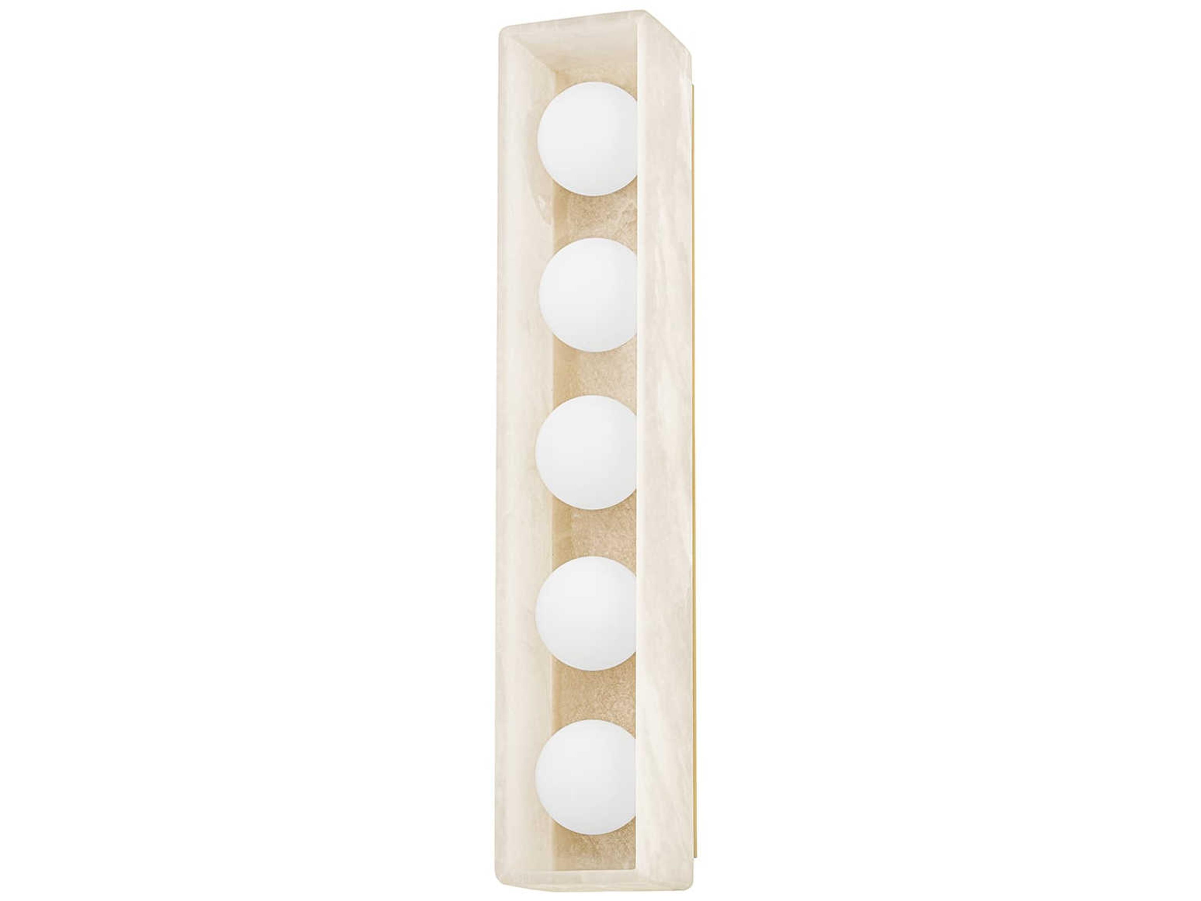 Hudson Valley Budnick 5-Light Aged Brass Glass LED Vanity Light