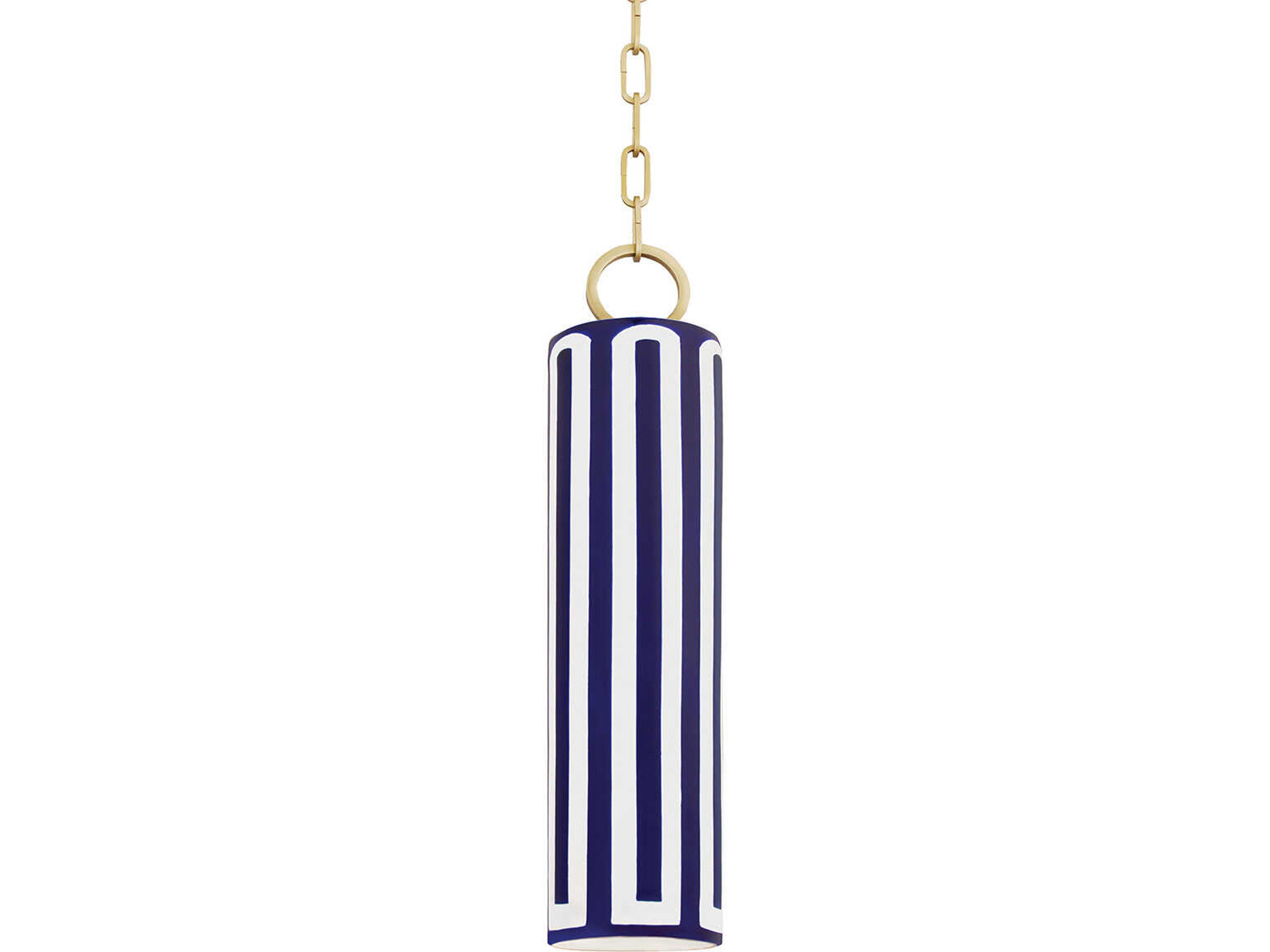 Hudson Valley Brookville 1-Light Aged Brass Blue Cylinder Mini Pendant