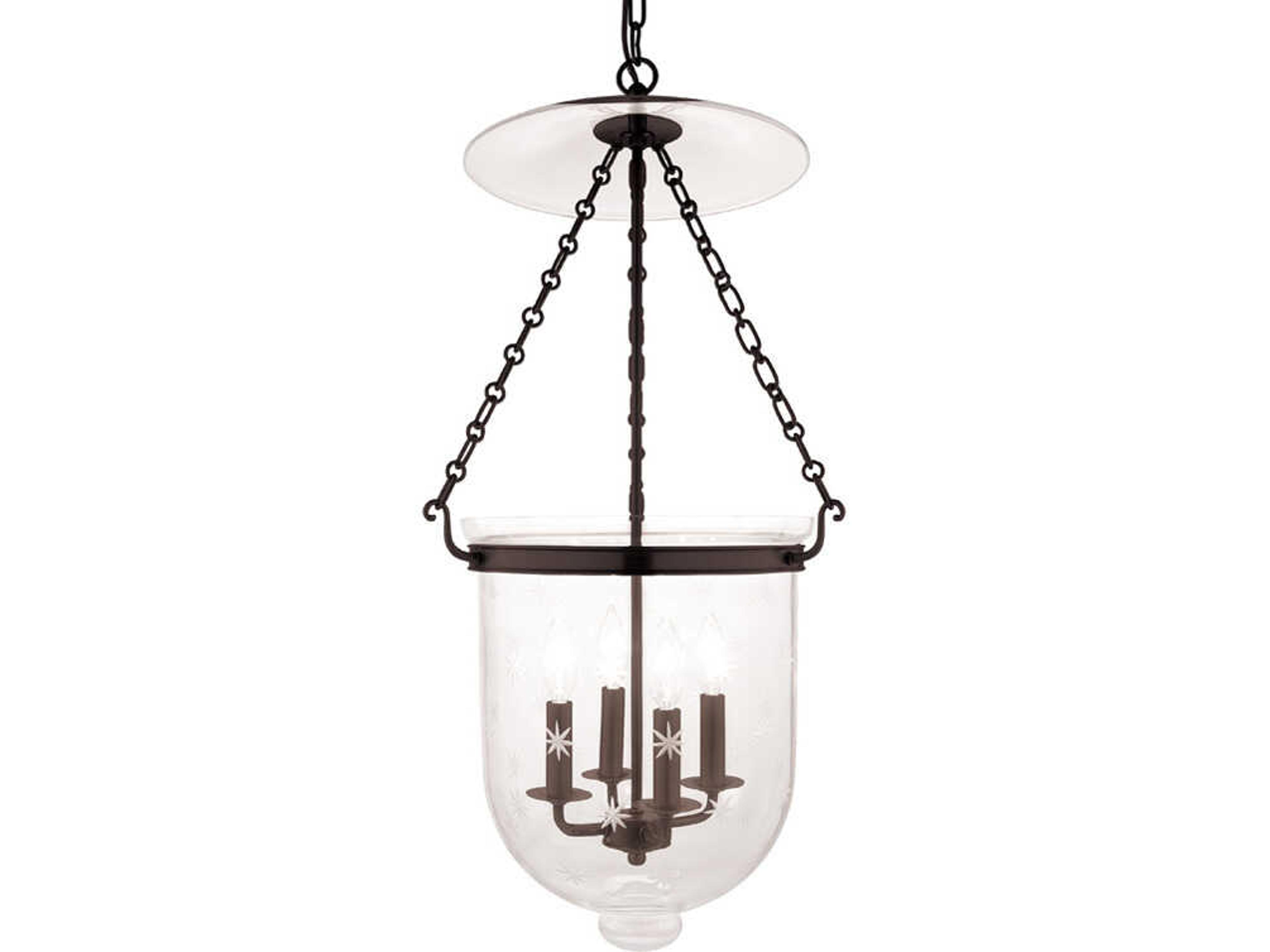 Hudson Valley Hampton 4-Light Old Bronze Glass Traditional Pendant