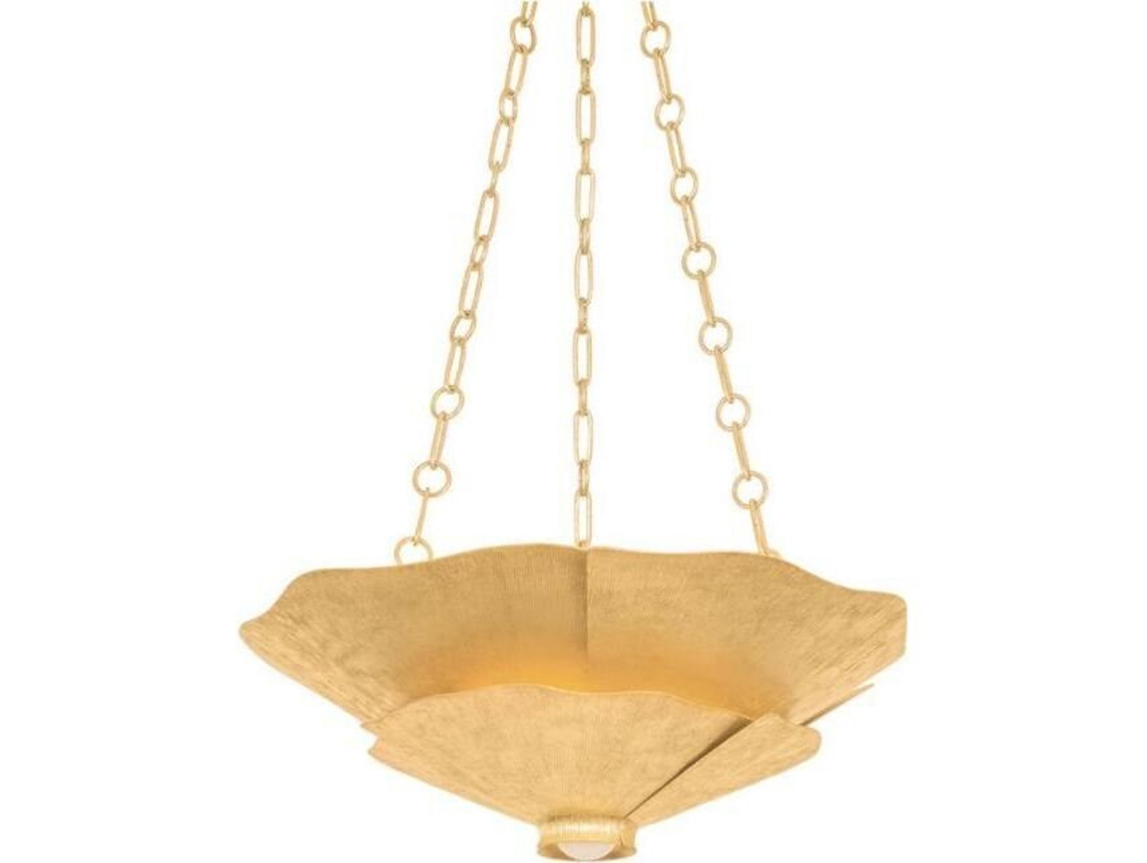 Hudson Valley Spring 4-Light Vintage Gold Leaf Bowl Pendant