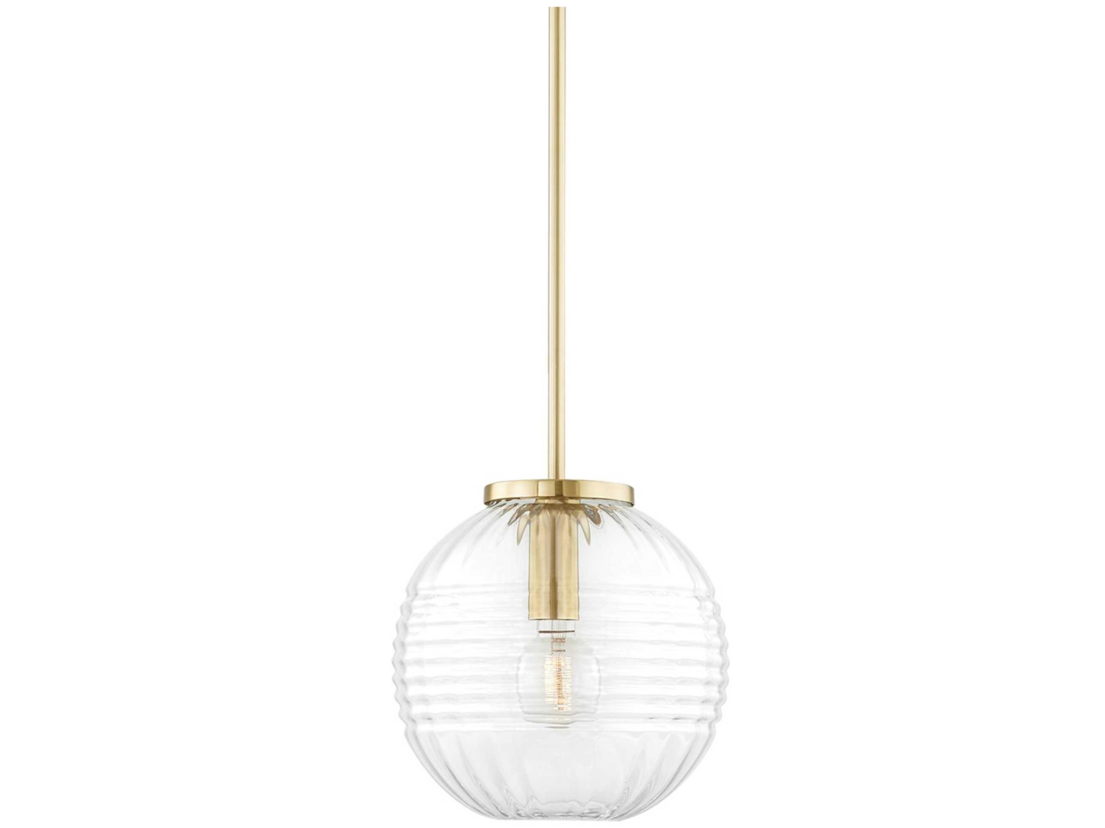 Hudson Valley Bay Ridge 1-Light Aged Brass Glass Globe Mini Pendant