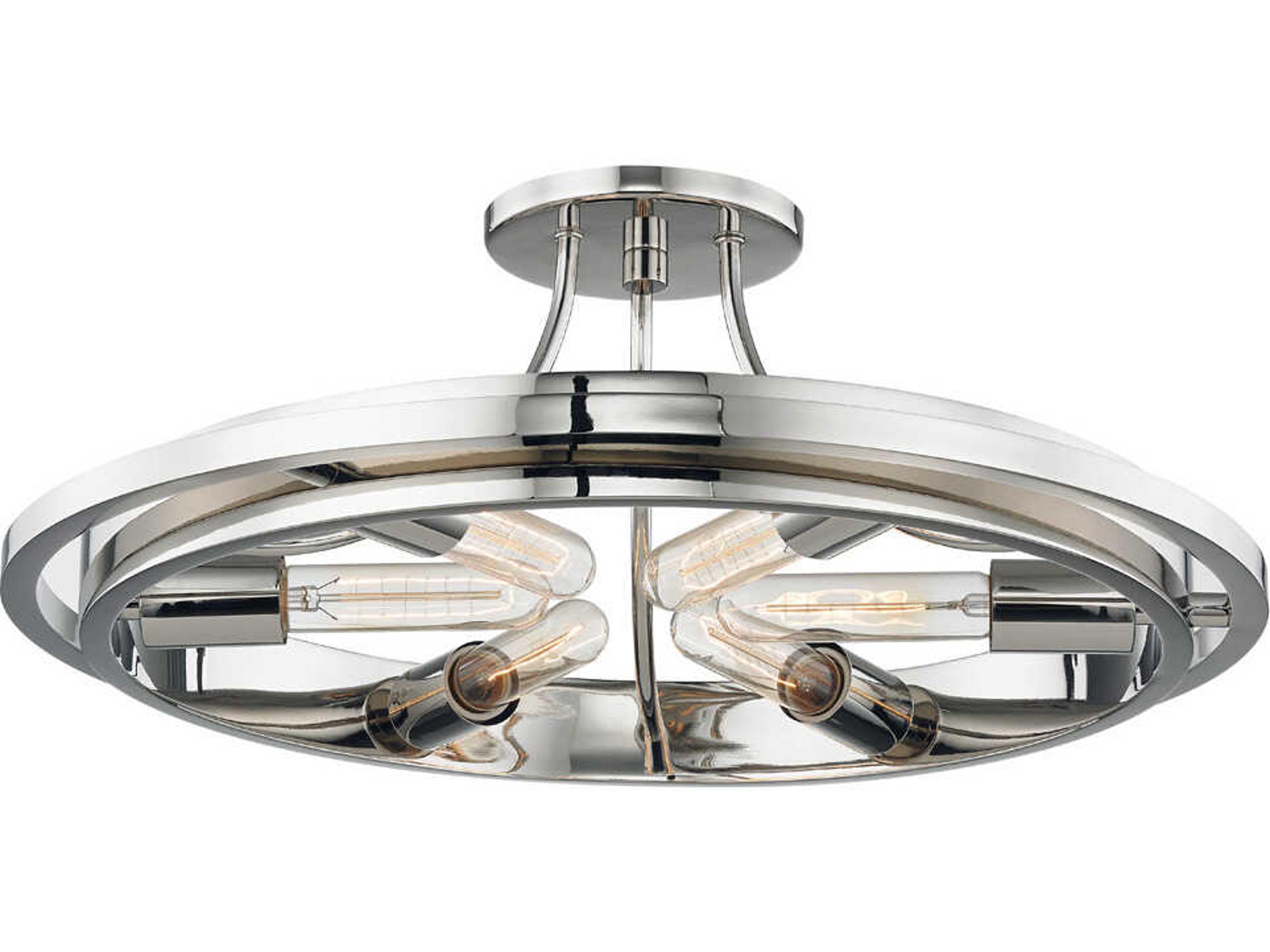 Hudson Valley Chambers 6-Light Polished Nickel Round Semi Flush Mount