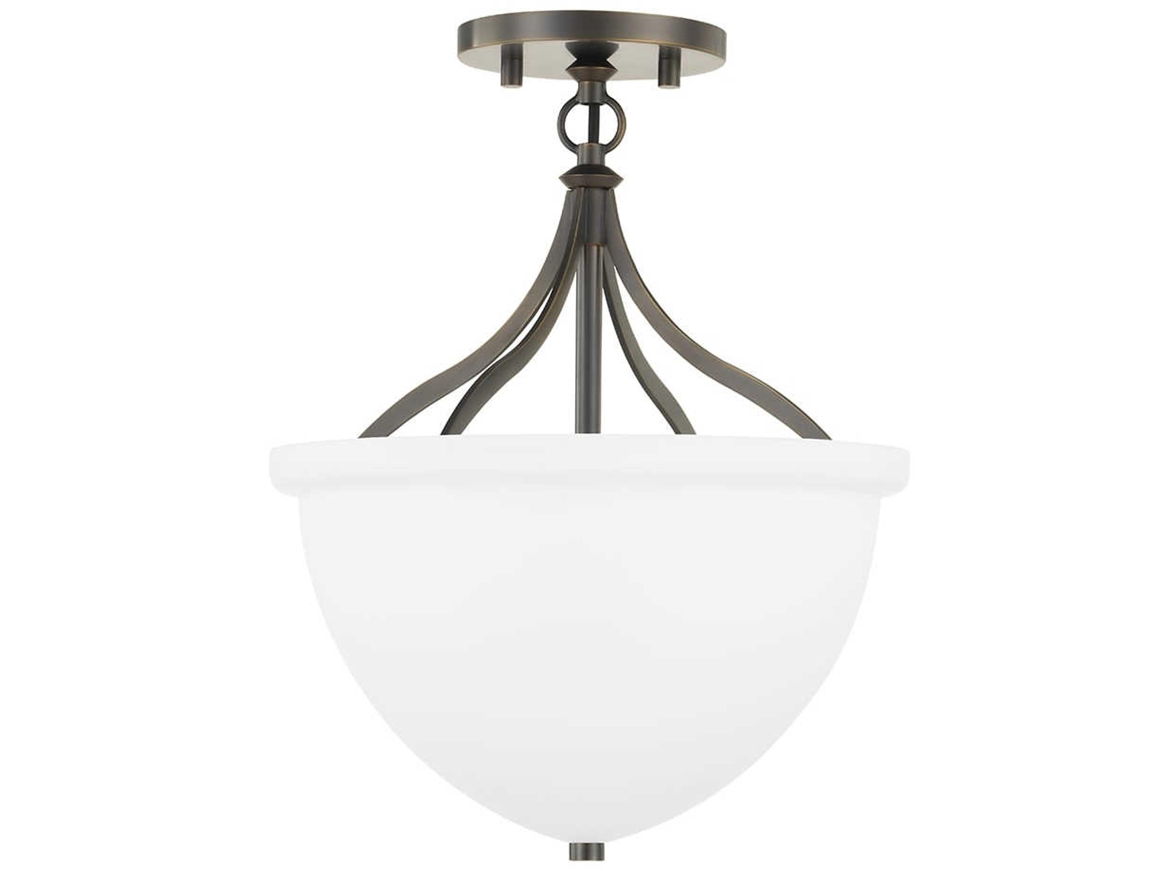 Hudson Valley Browne 1-Light Distressed Bronze Glass Bowl Semi Flush Mount