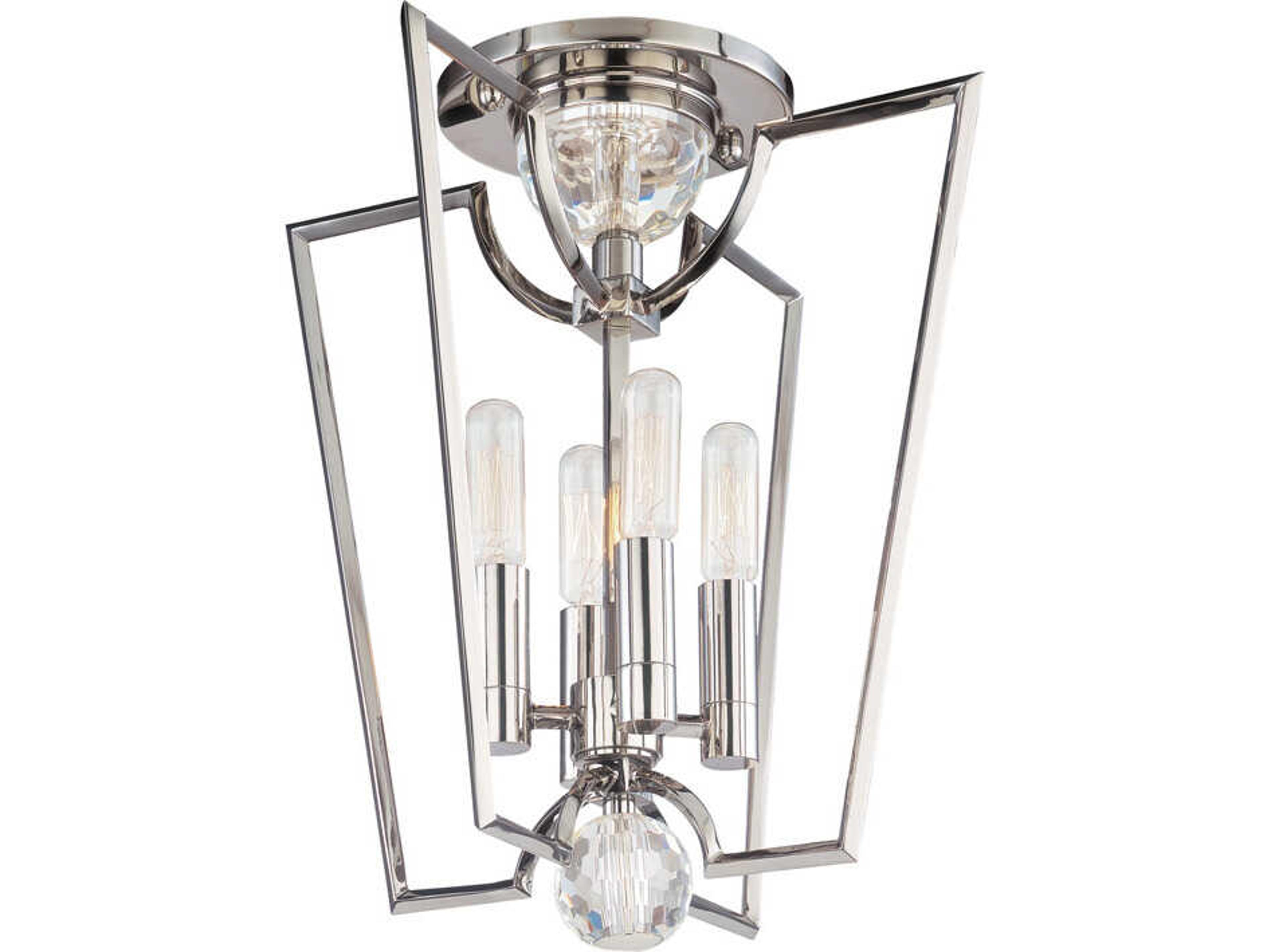 Hudson Valley Waterloo 4-Light Polished Nickel Crystal Semi Flush Mount