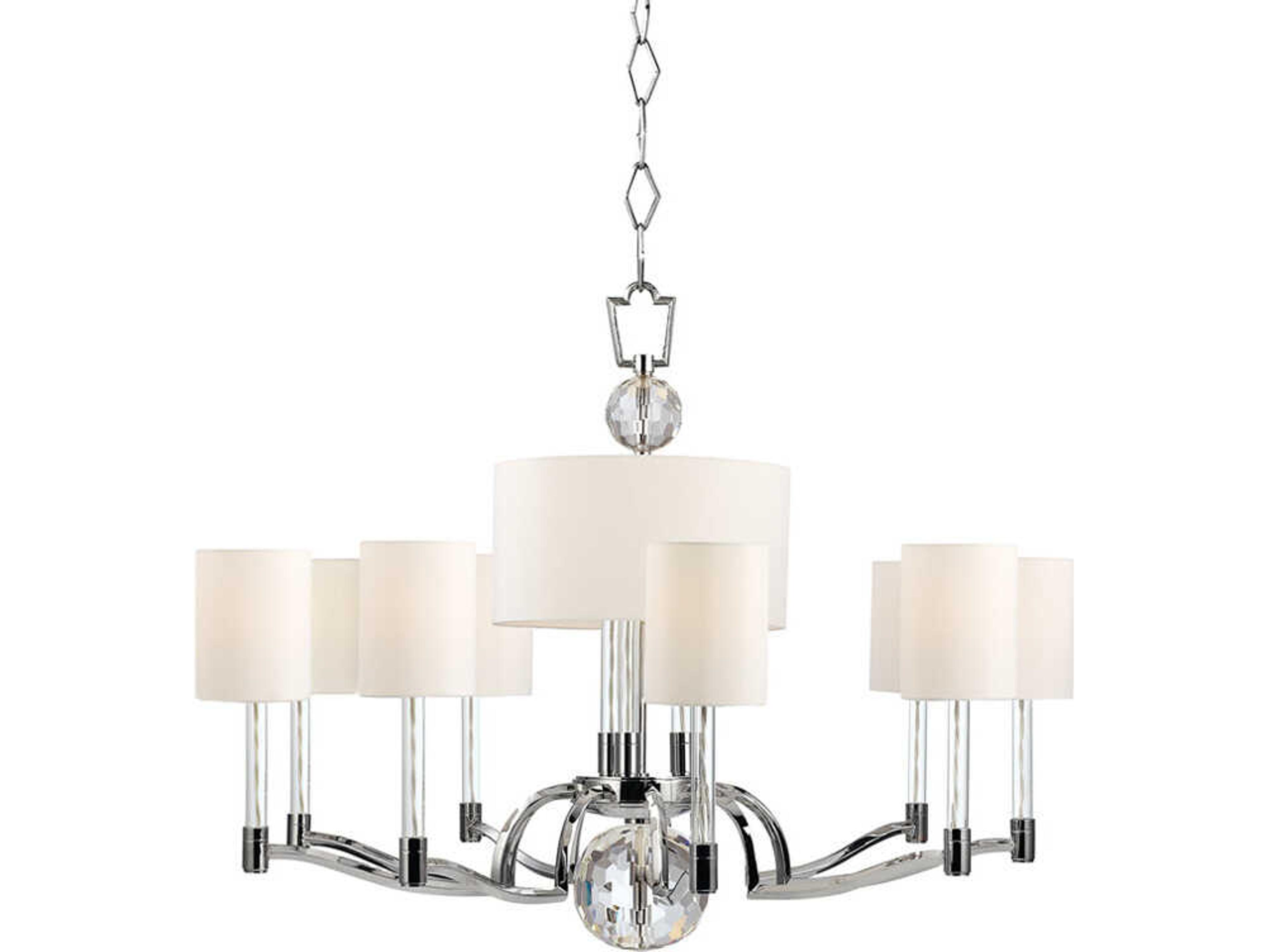 Hudson Valley Waterloo 12-Light Polished Nickel Crystal Candelabra Chandelier