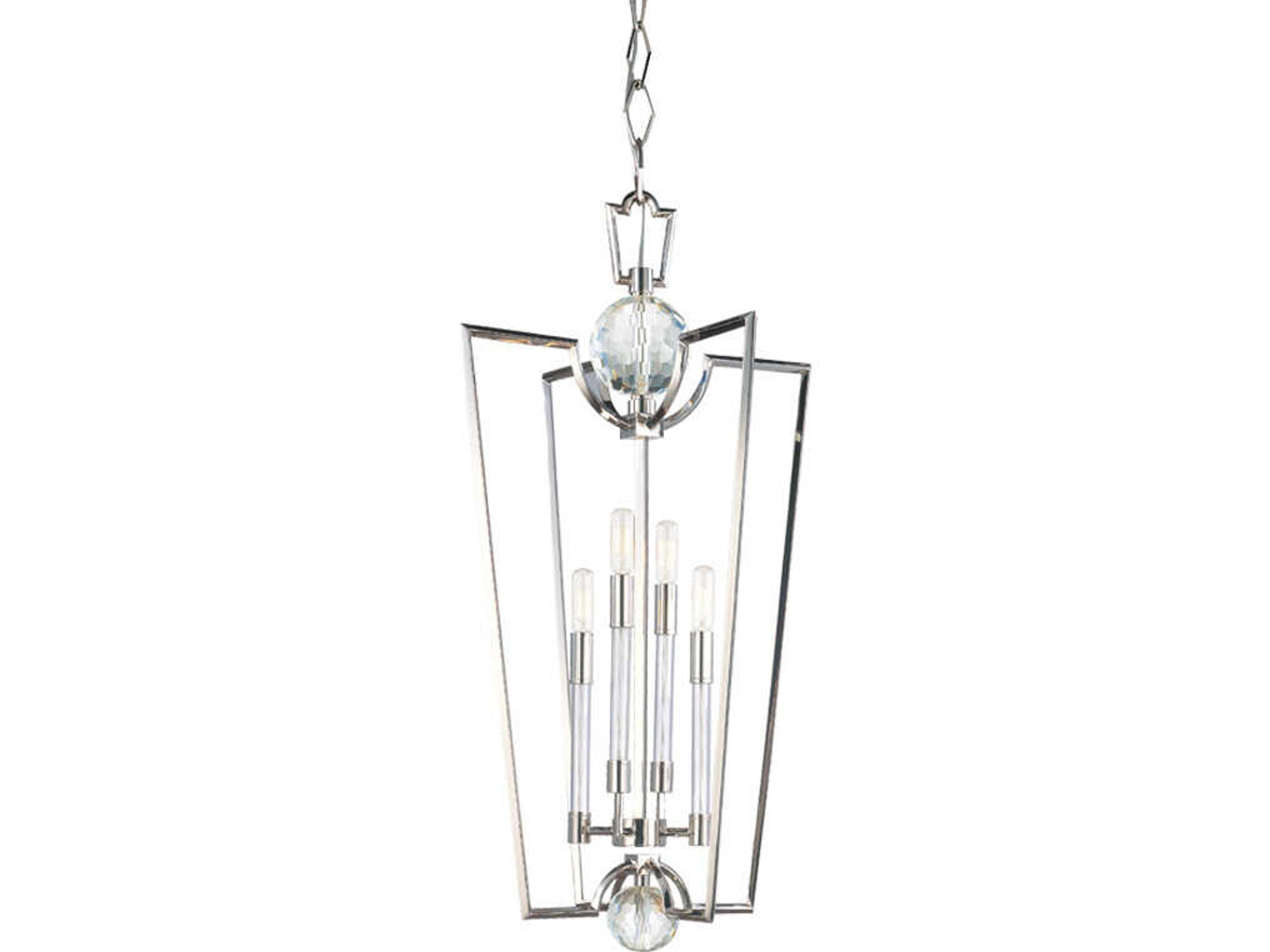 Hudson Valley Waterloo 4-Light Polished Nickel Crystal Lantern Pendant