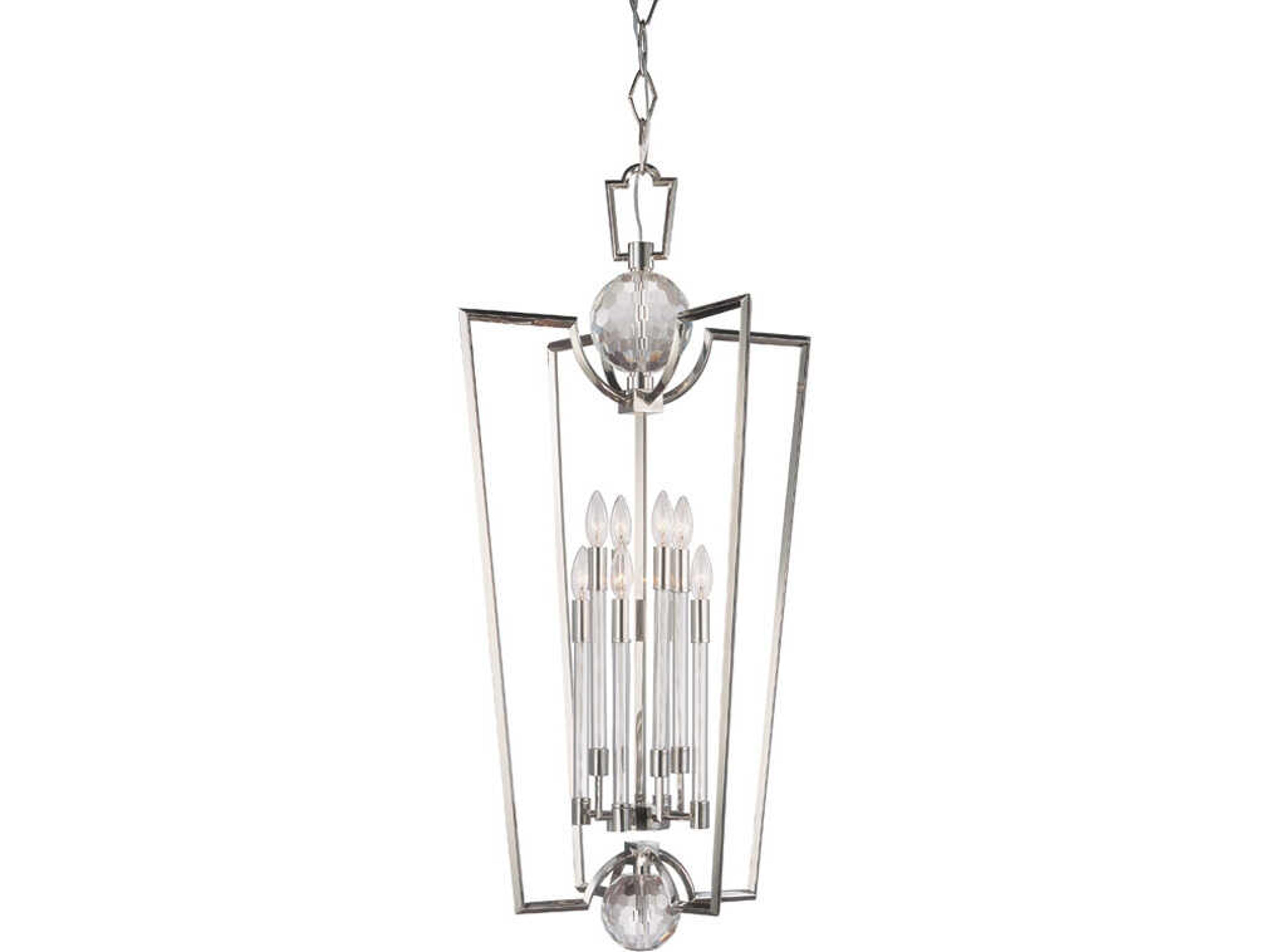 Hudson Valley Waterloo 8-Light Polished Nickel Crystal Lantern Pendant
