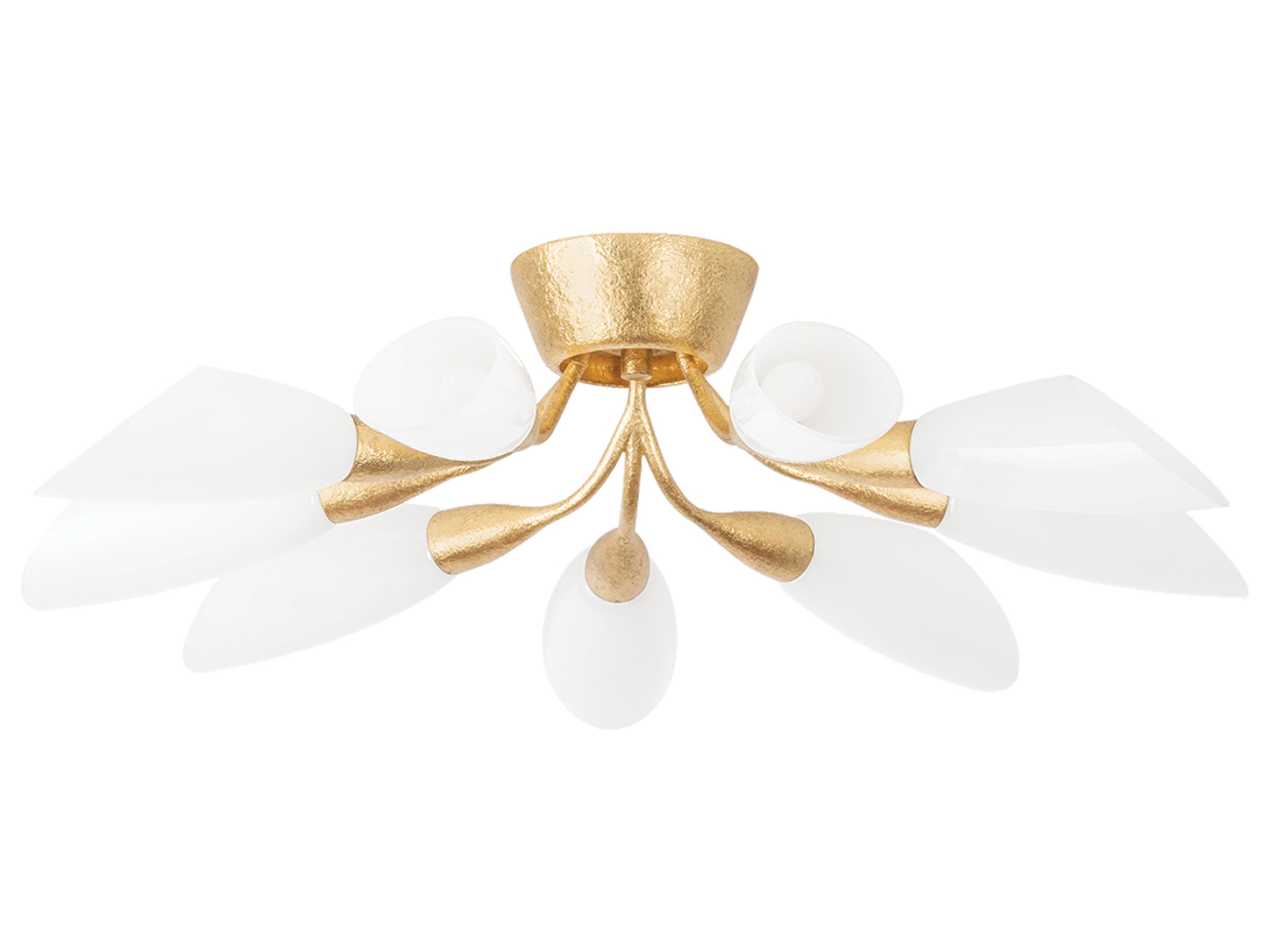 Hudson Valley Enfield 9-Light Vintage Gold Leaf Semi Flush Mount