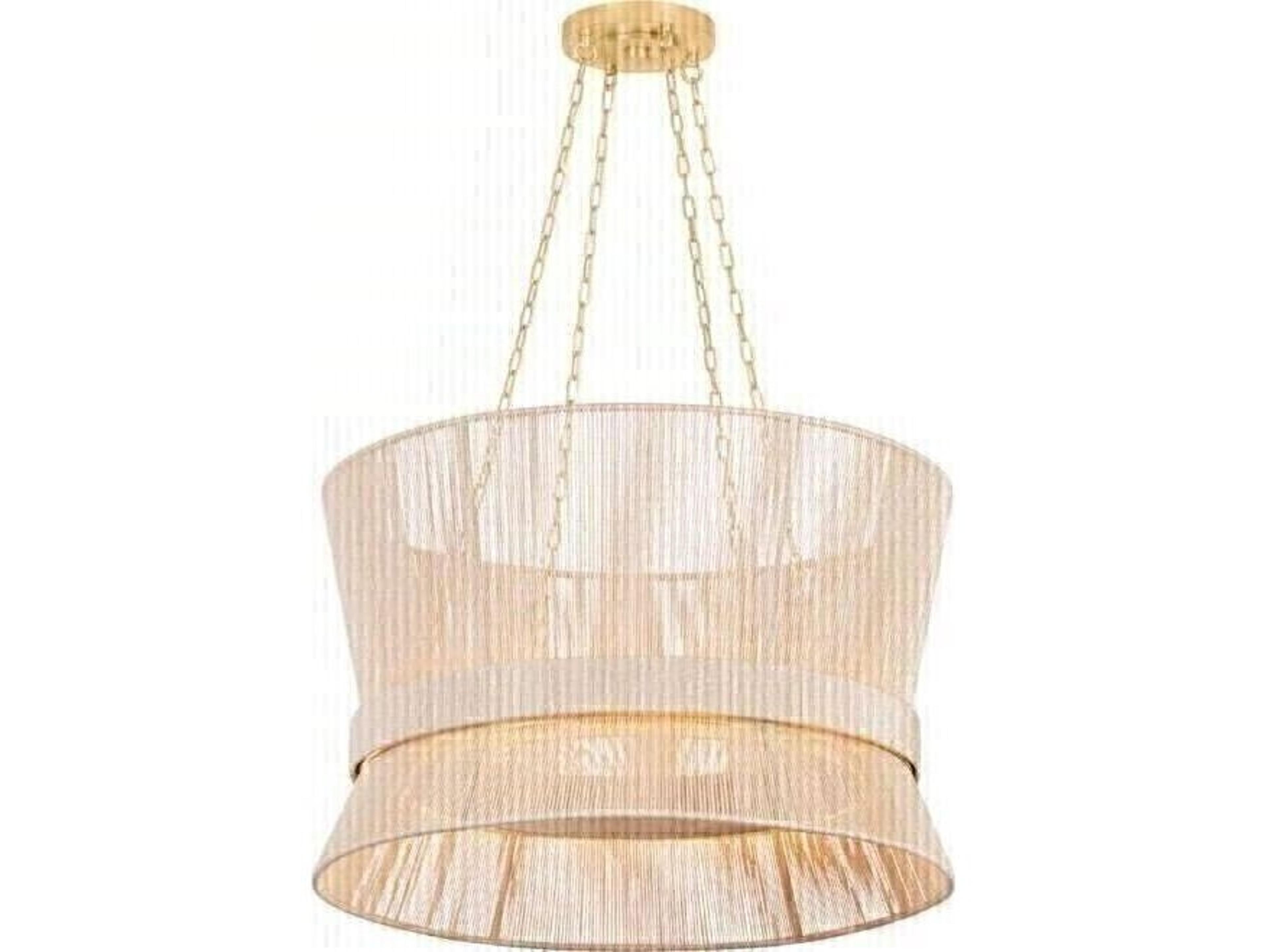Hudson Valley Ocean Hill 1-Light Vintage Gold Leaf Drum Pendant