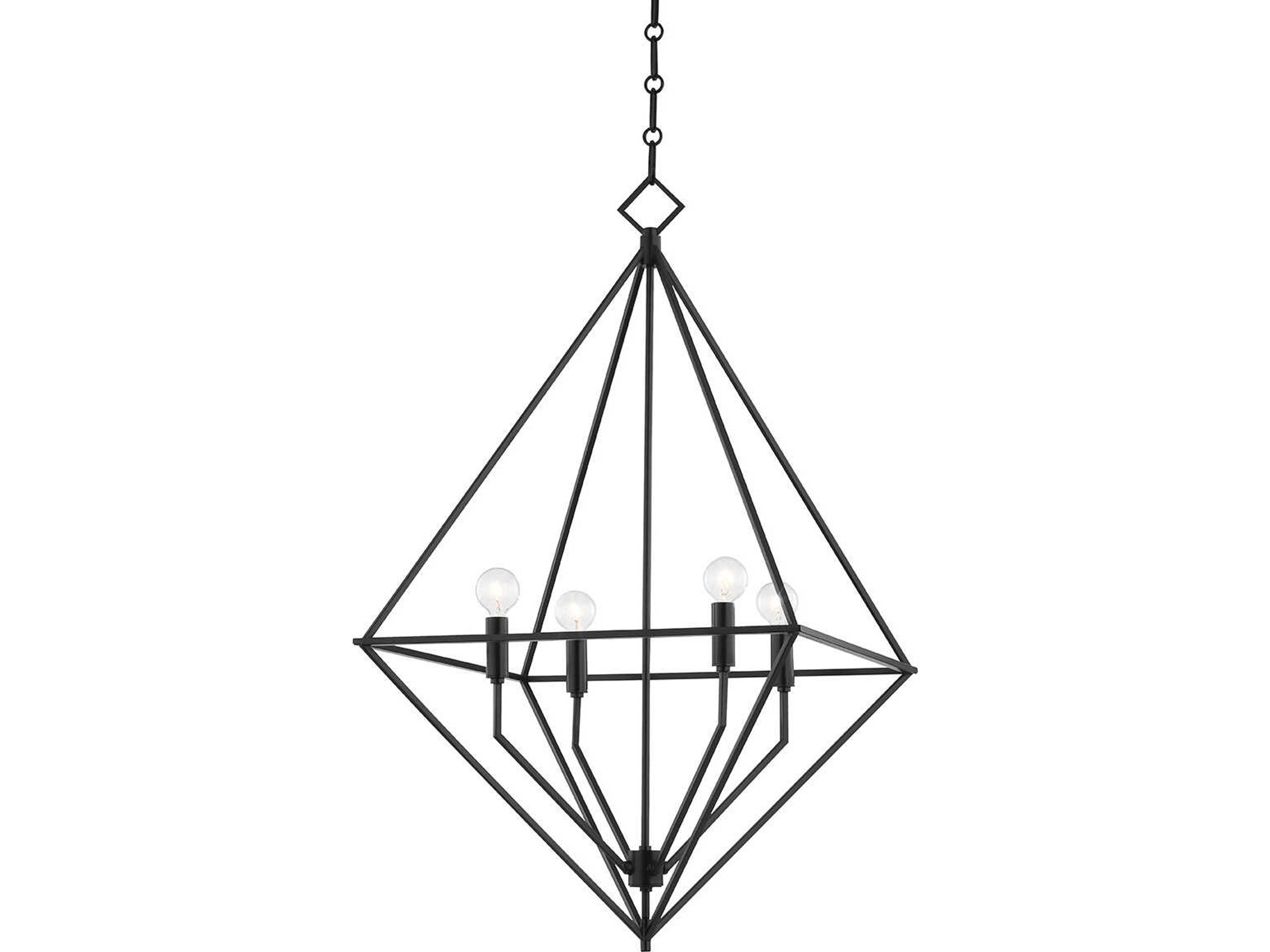 Hudson Valley Haines 4-Light Aged Iron Black LED Lantern Pendant