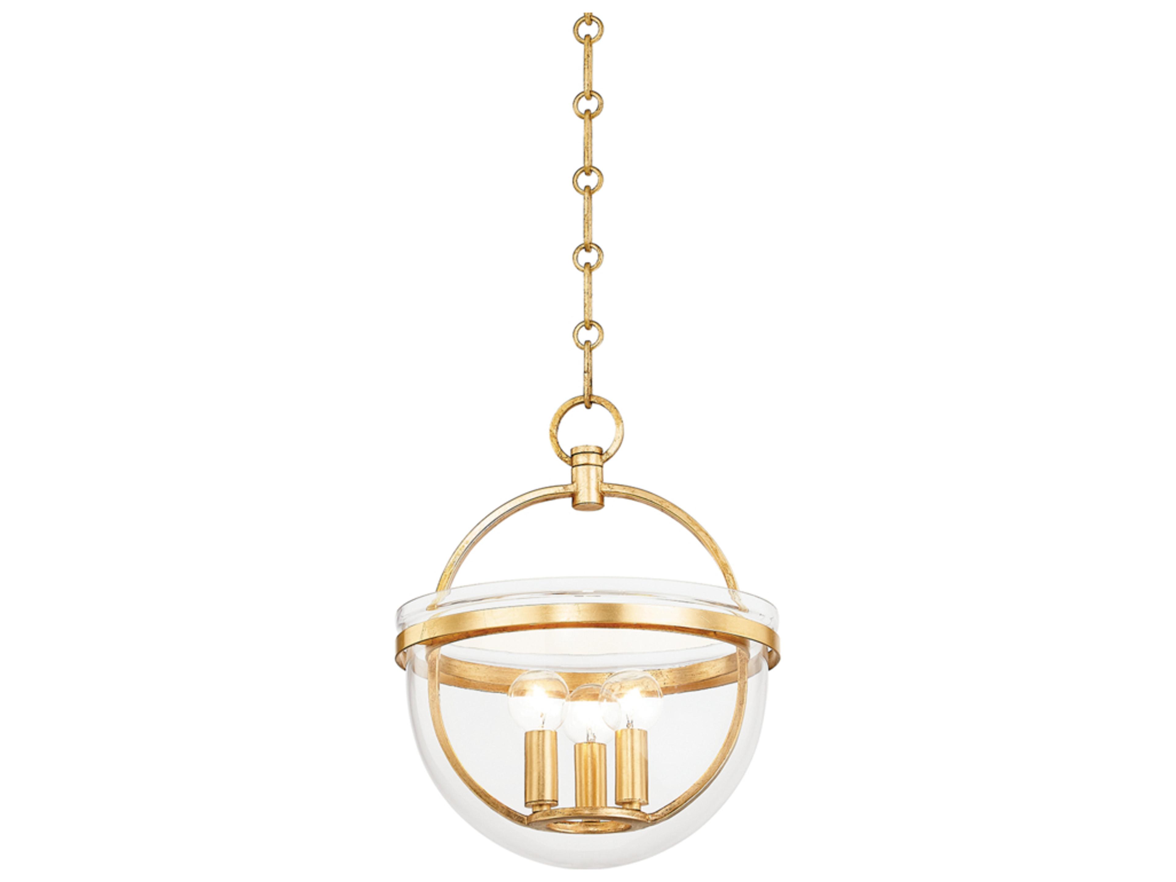 Hudson Valley Malloy 3-Light Vintage Gold Leaf Glass Globe Mini Pendant