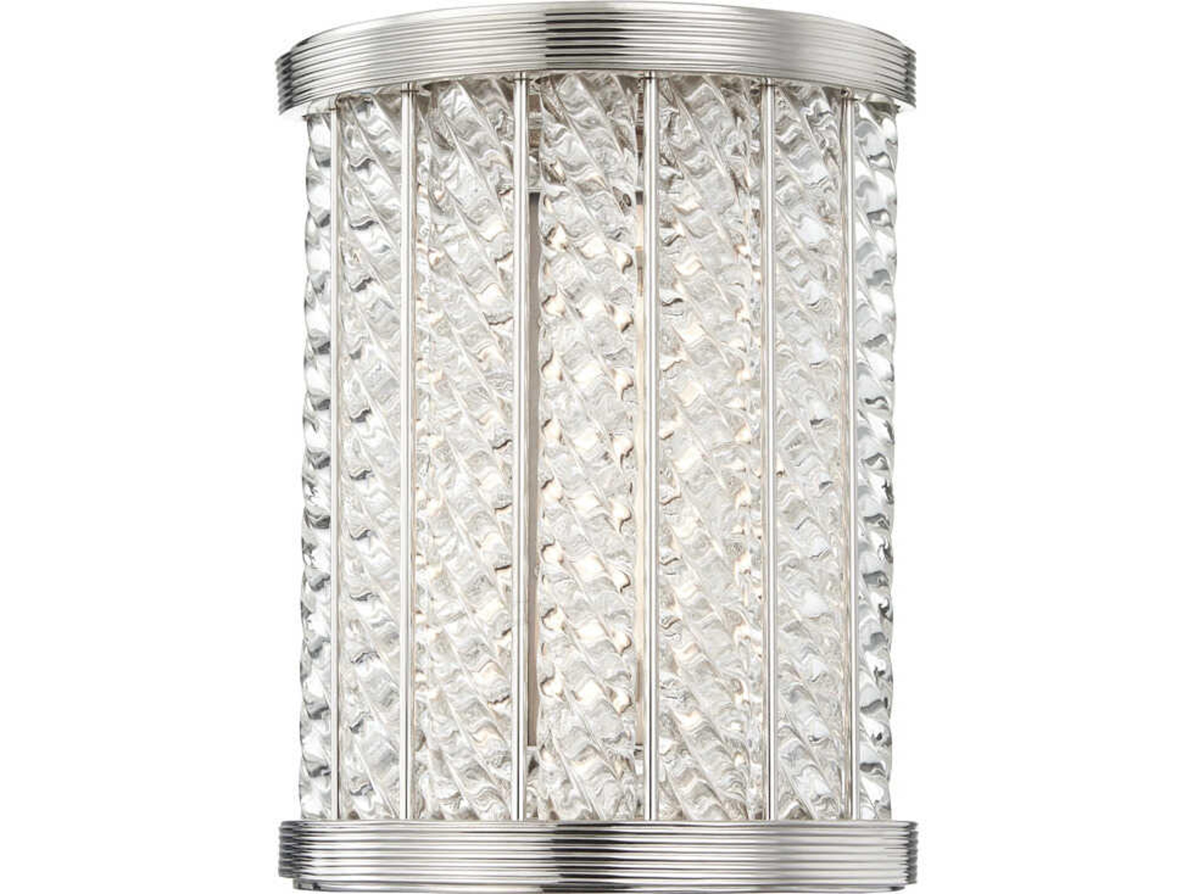 Hudson Valley Shelby 1-Light Polished Nickel Glass Wall Sconce