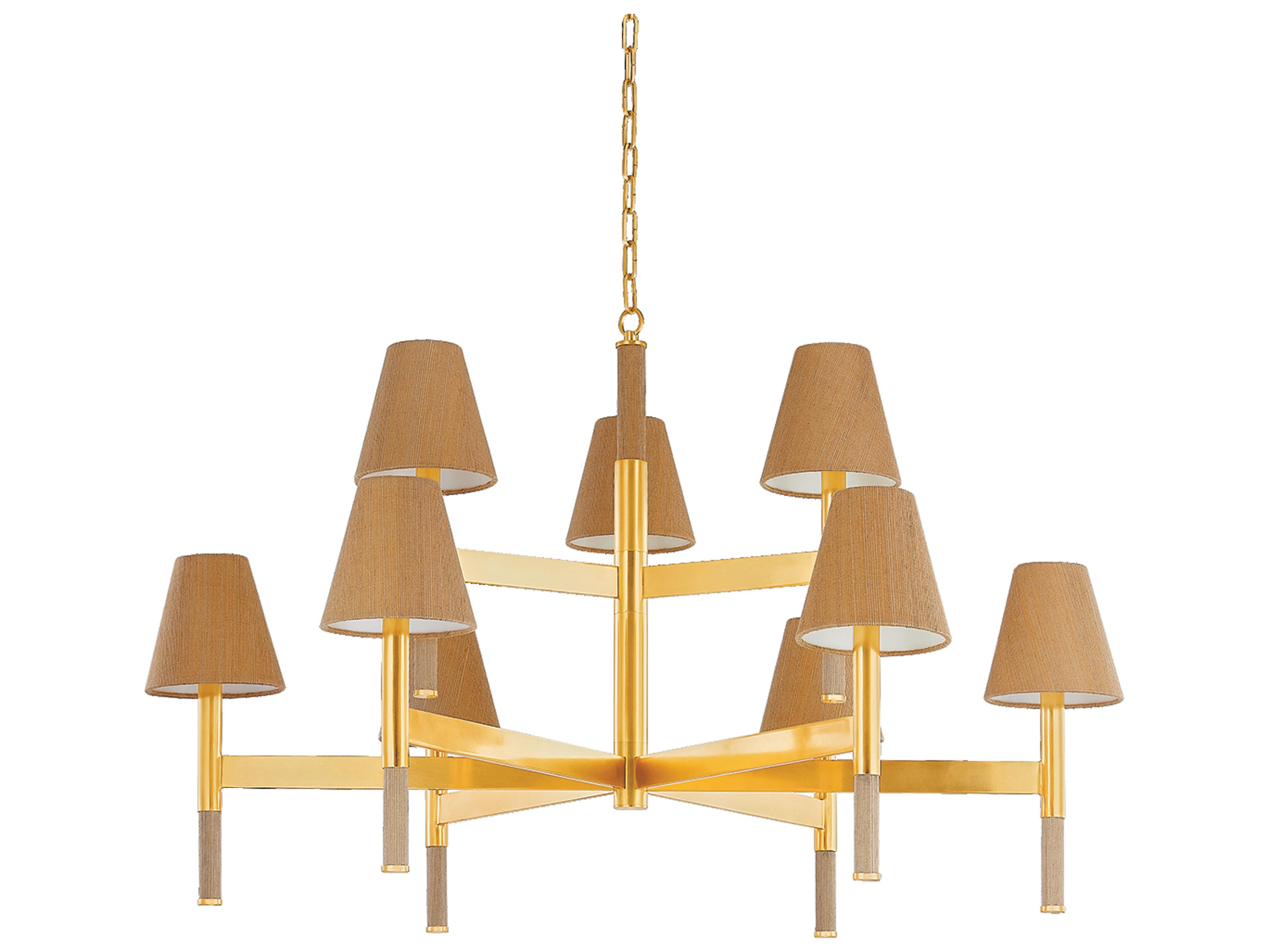 Hudson Valley Lindenwood 9-Light Aged Brass Tiered Chandelier