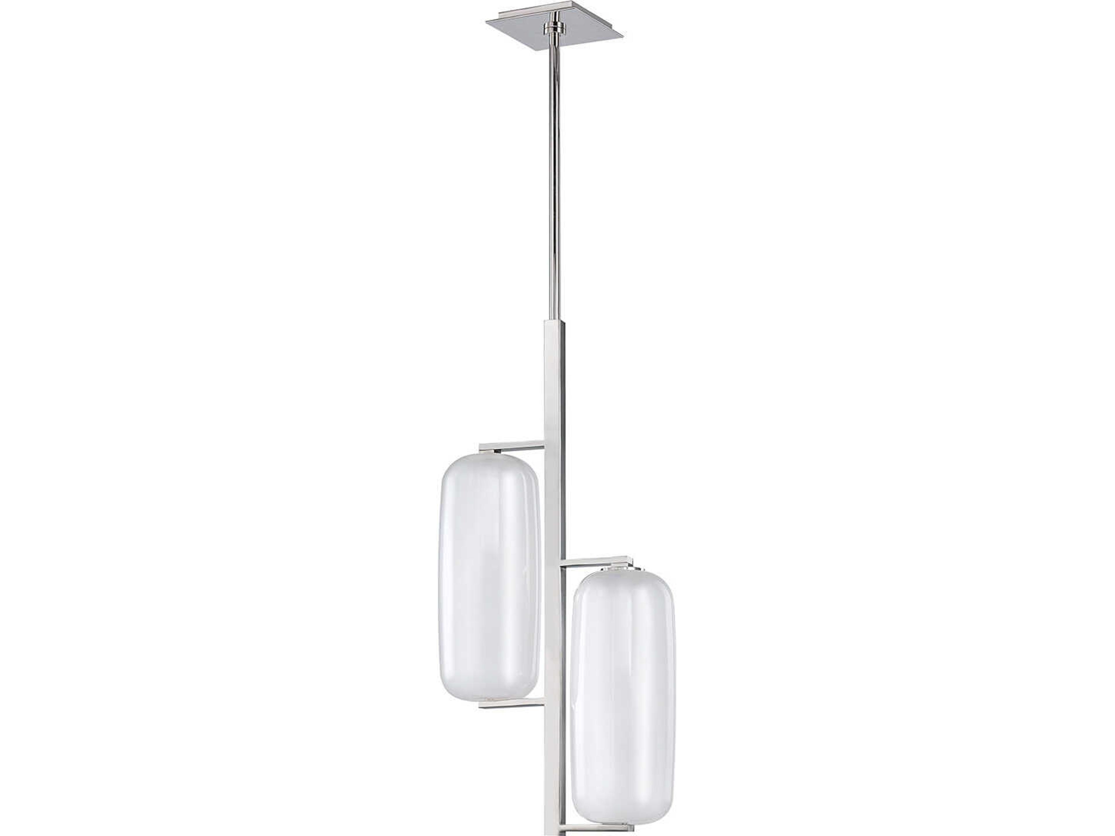 Hudson Valley Pebble 2-Light Polished Nickel Glass Cylinder Pendant