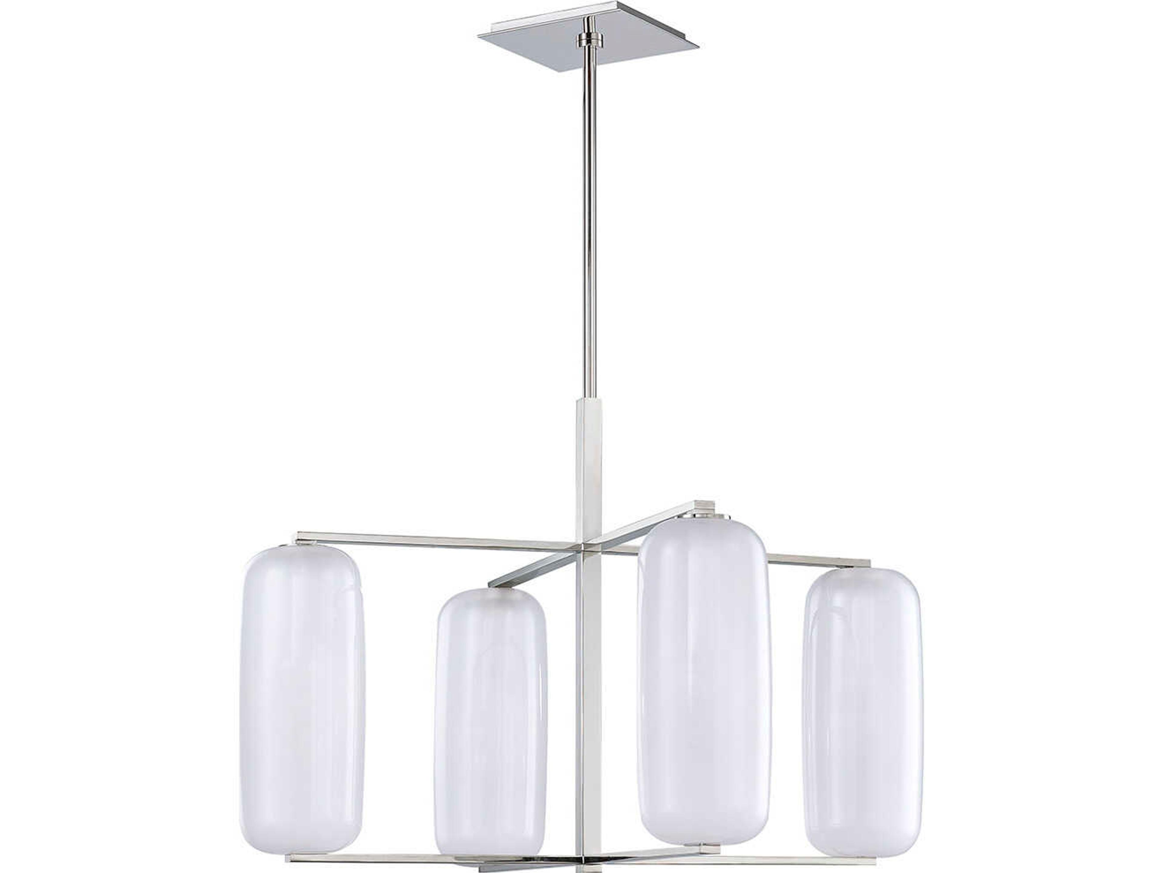 Hudson Valley Pebble 4-Light Polished Nickel Glass Pendant