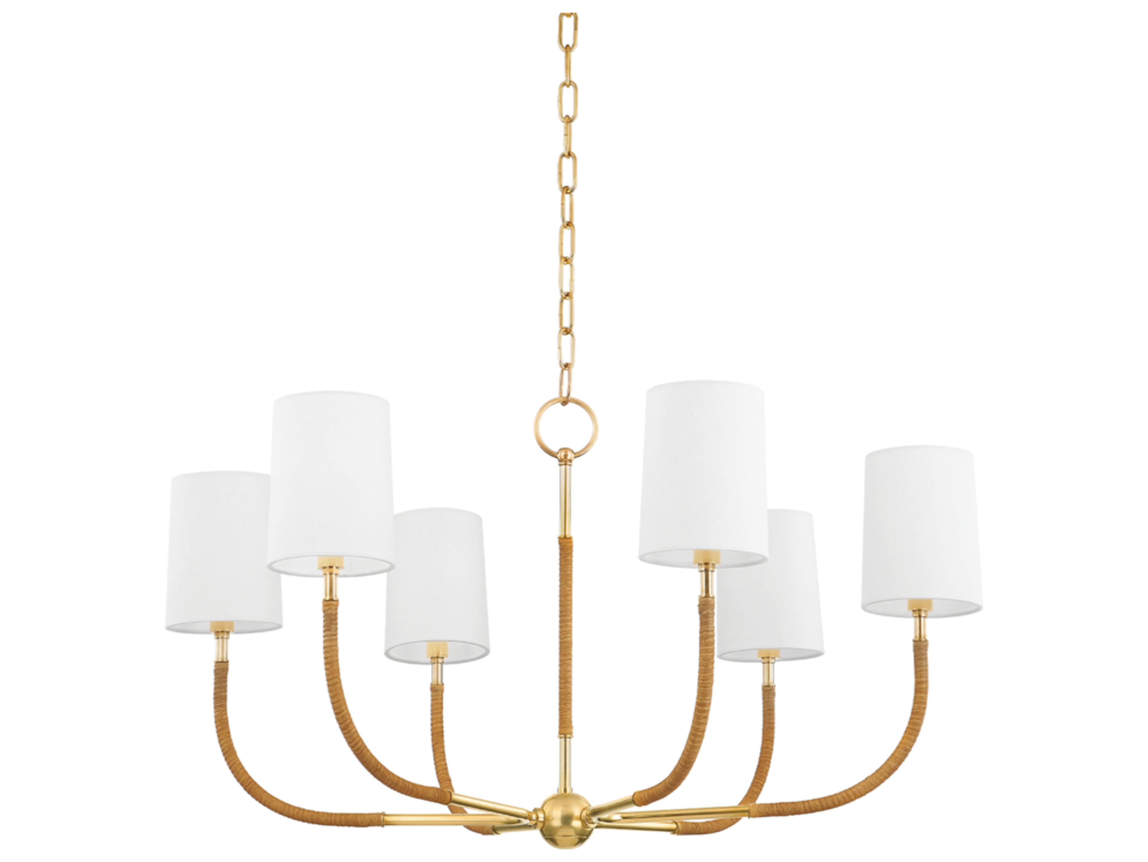 Hudson Valley Webson 6-Light Aged Brass Brown Cylinder Chandelier