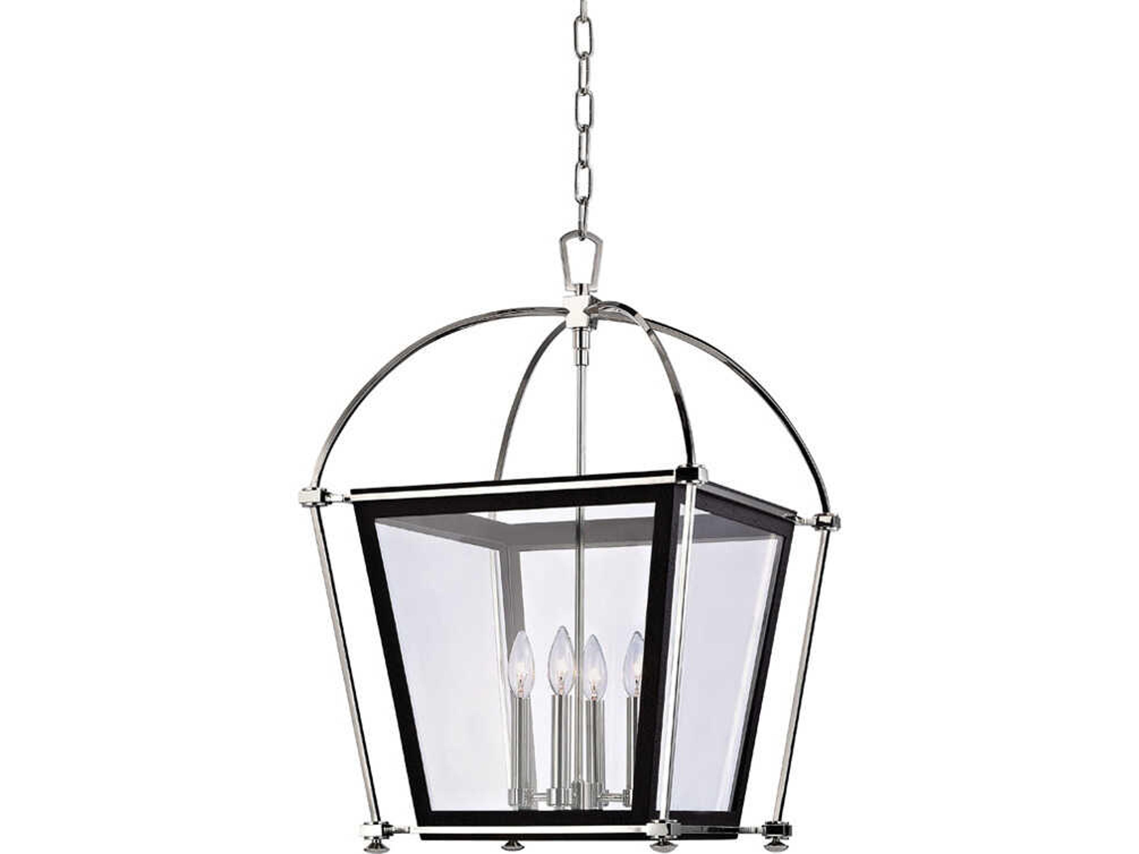 Hudson Valley Hollis 4-Light Polished Nickel Glass Lantern Pendant