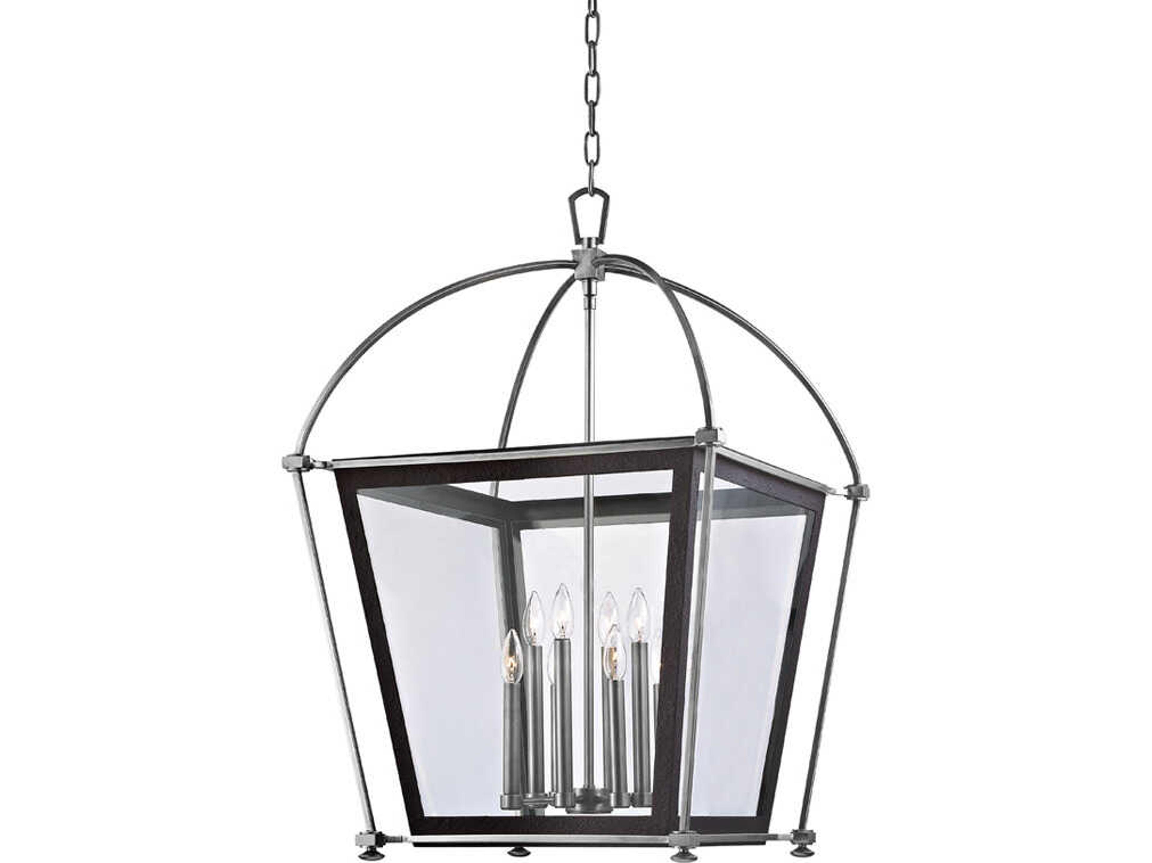 Hudson Valley Hollis 8-Light Polished Nickel Glass Lantern Pendant