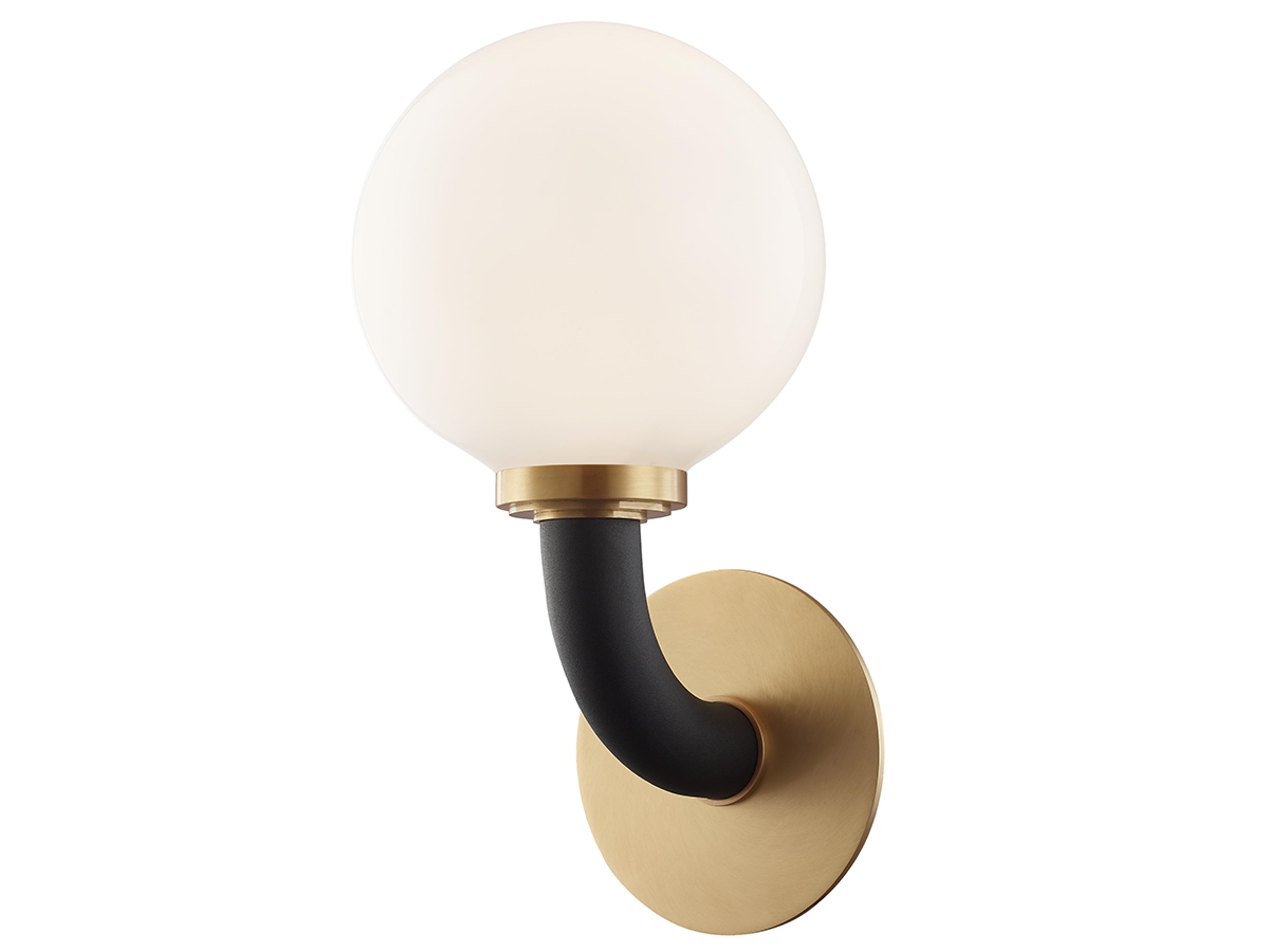 Hudson Valley Werner 1-Light Aged Brass Black Glass Wall Sconce