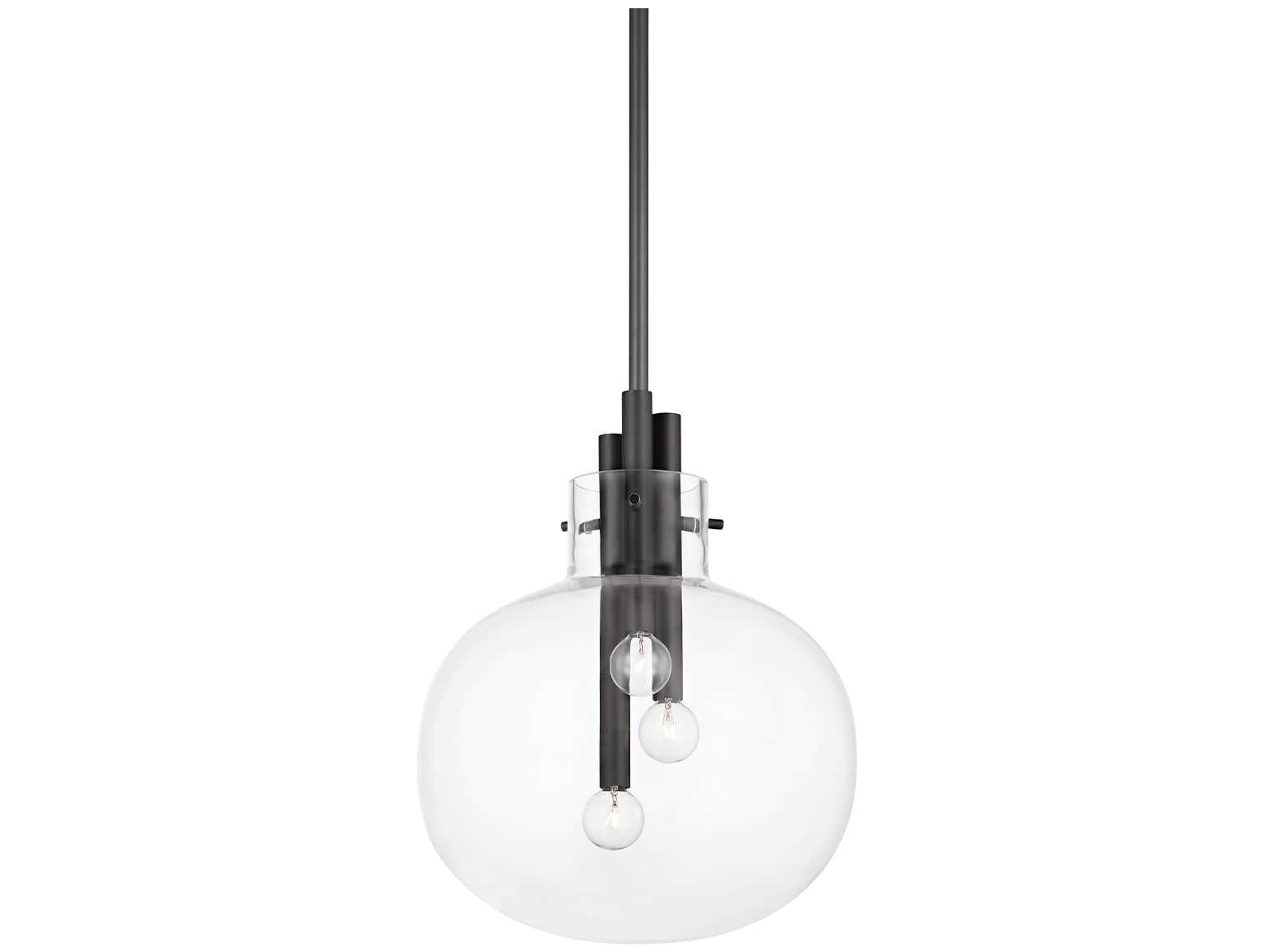 Hempstead 3-Light Black Brass Glass Globe Pendant