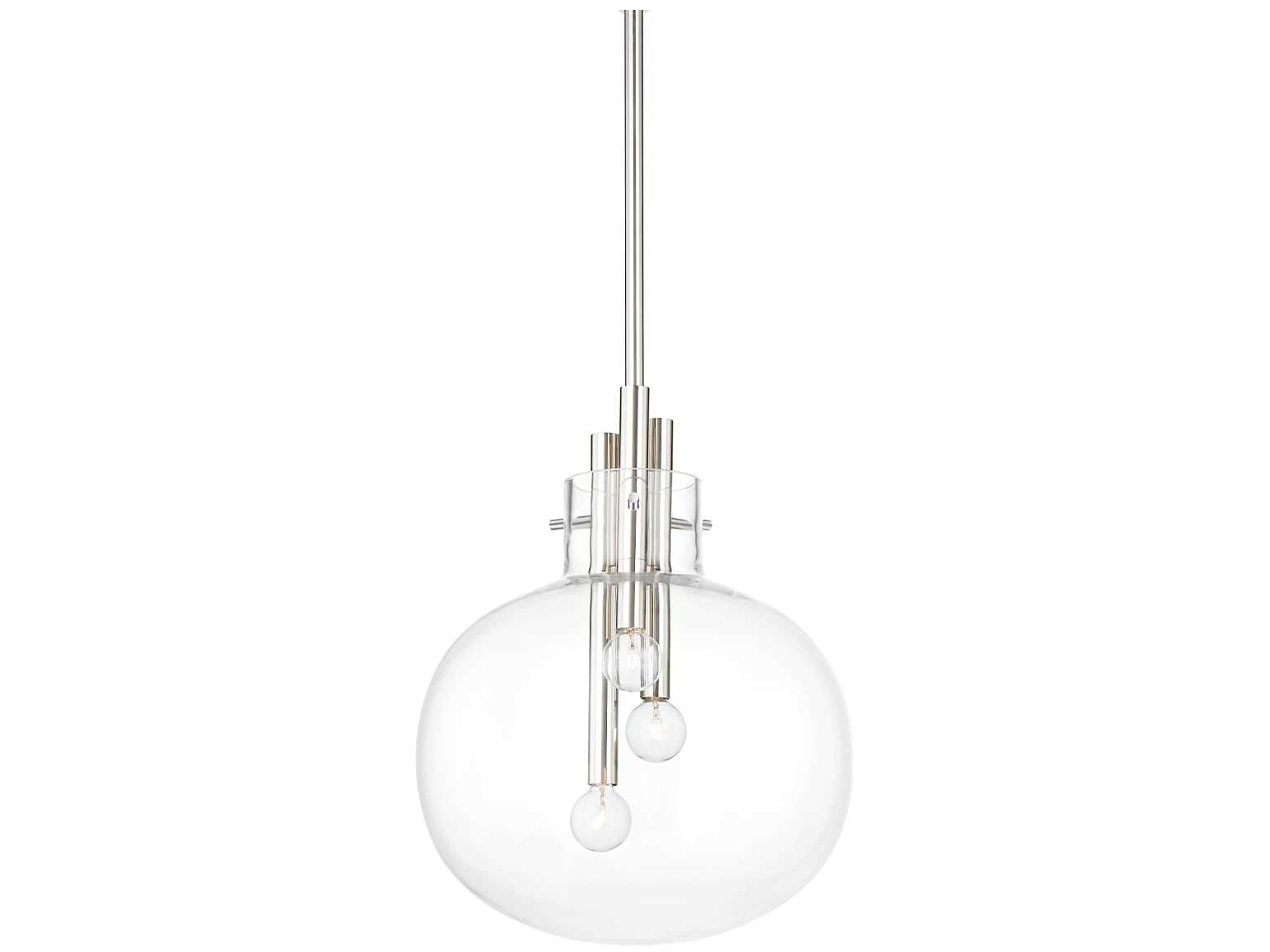 Hempstead 3-Light Polished Nickel Glass Globe Pendant