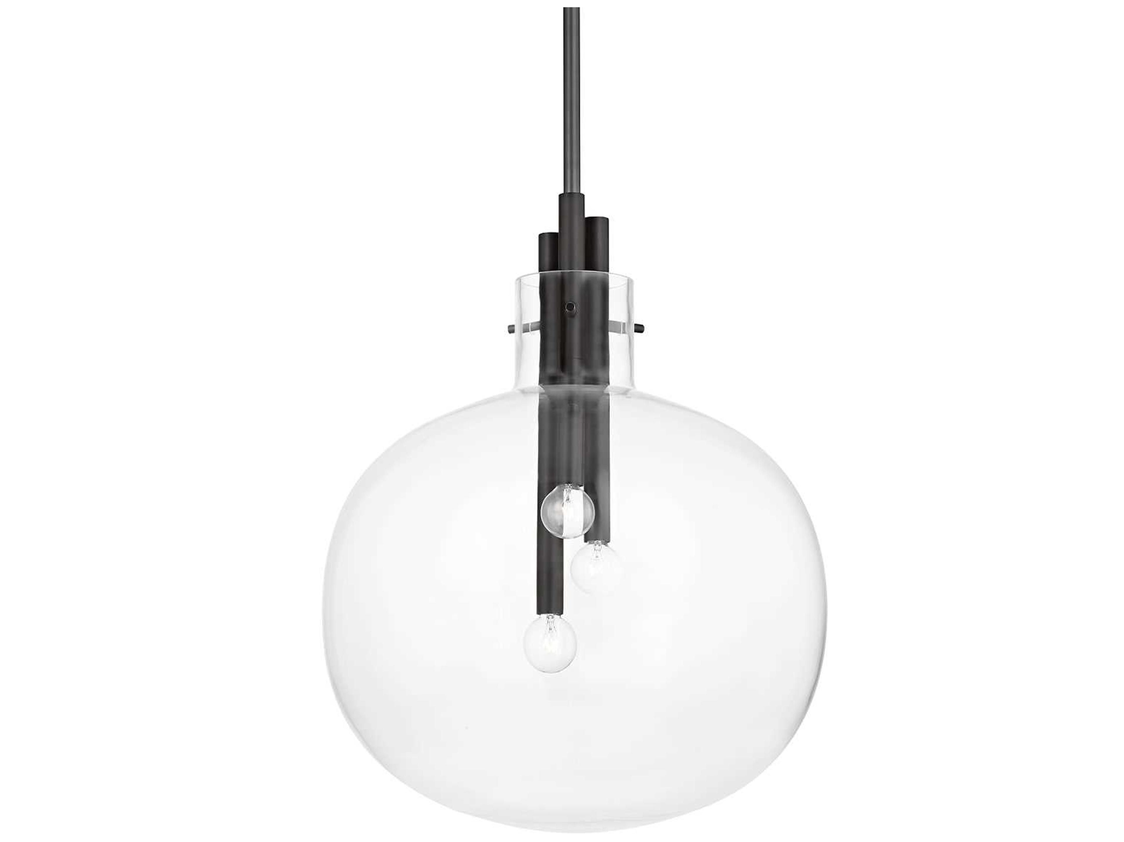 Hudson Valley Hempstead 3-Light Black Brass Glass Globe Pendant