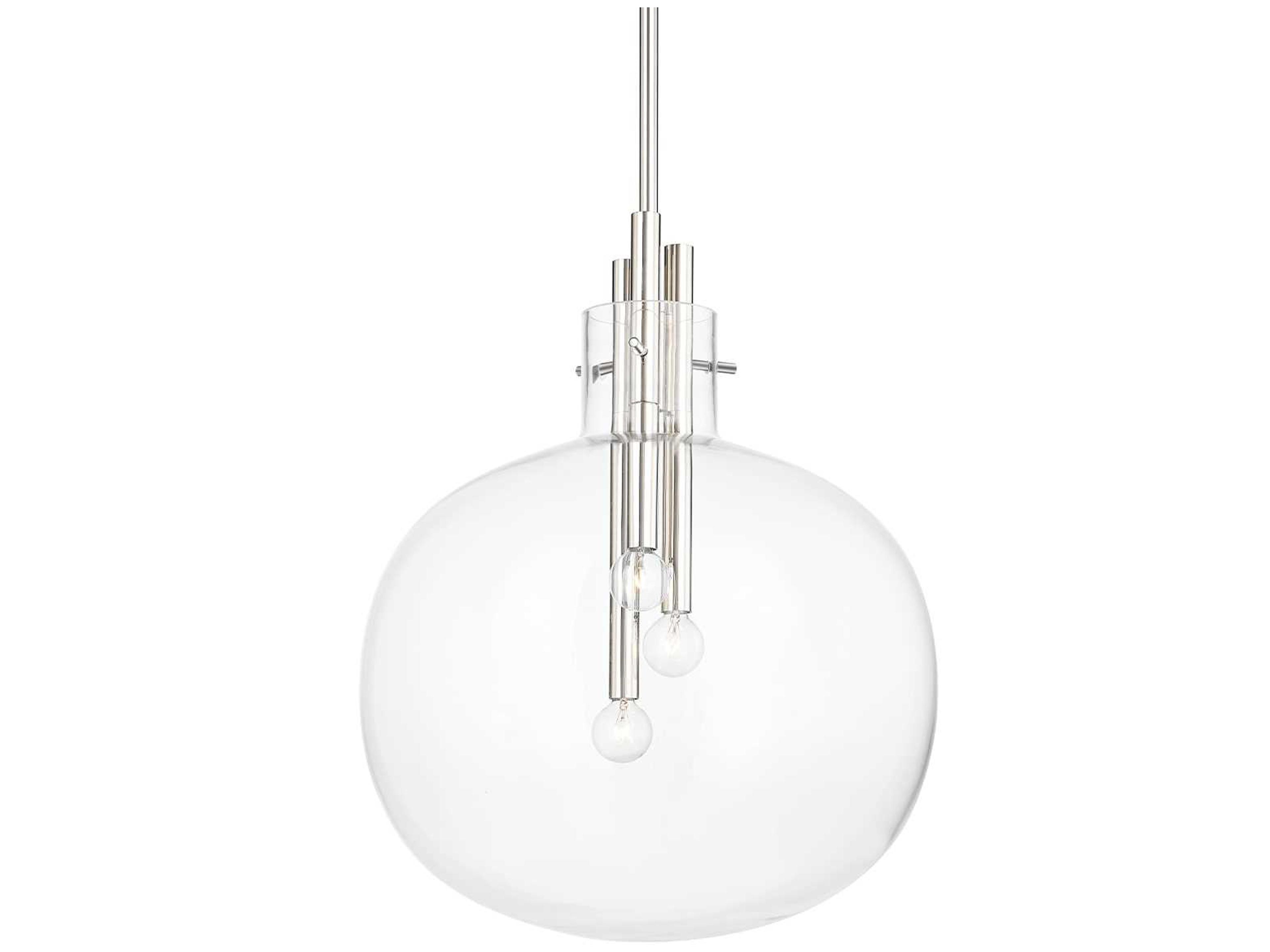 Hudson Valley Hempstead 3-Light Polished Nickel Glass Globe Pendant