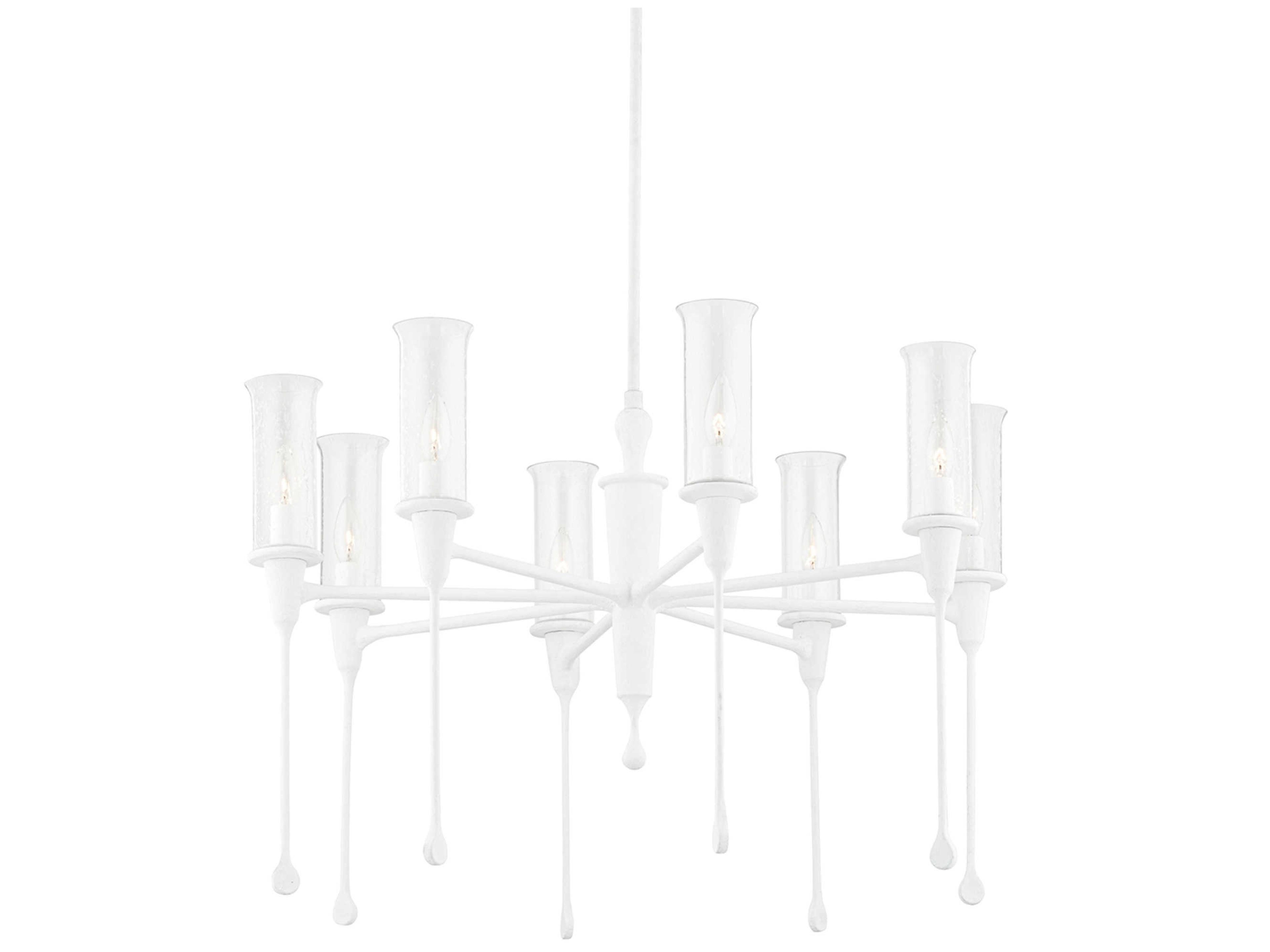 Hudson Valley Chisel 8-Light White Plaster Clear Glass Candelabra Chandelier
