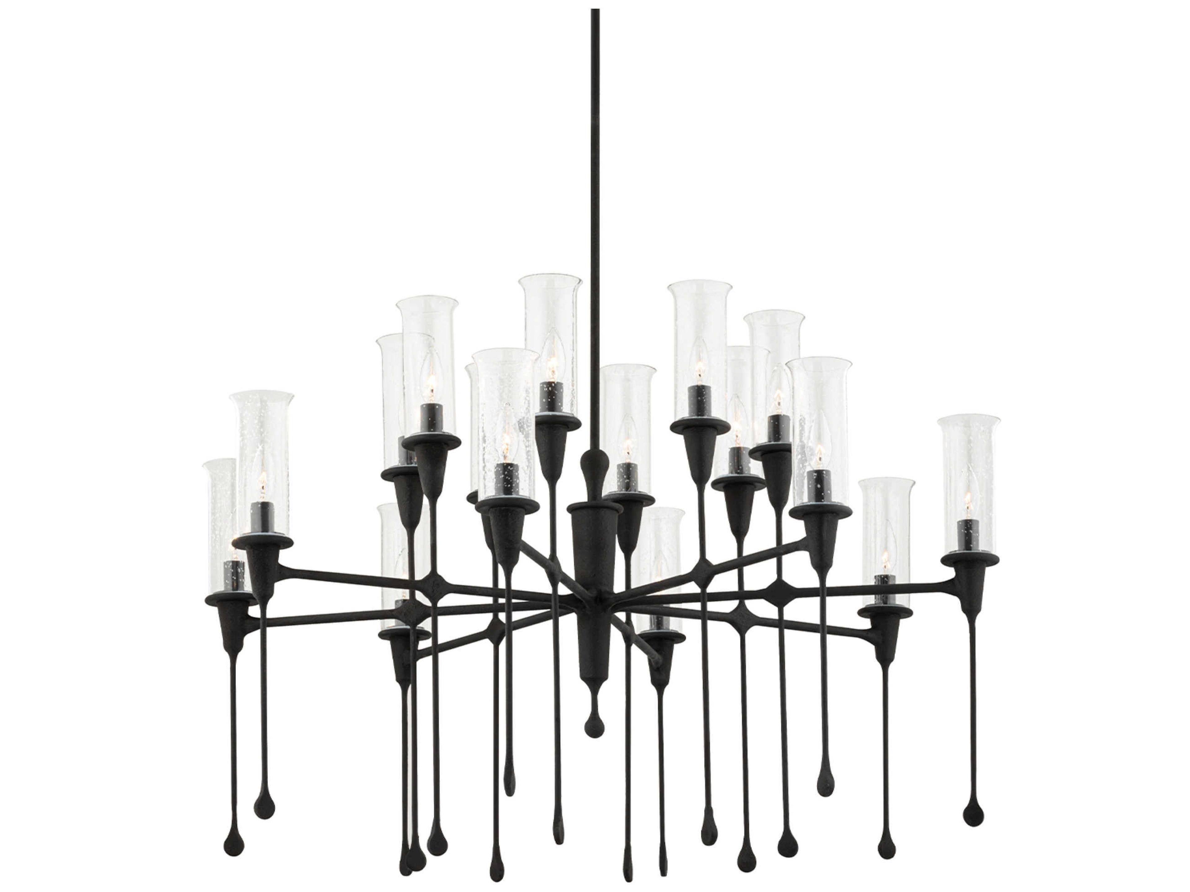 Hudson Valley Chisel 16-Light6-Light Black Iron Clear Glass Candelabra Chandelier