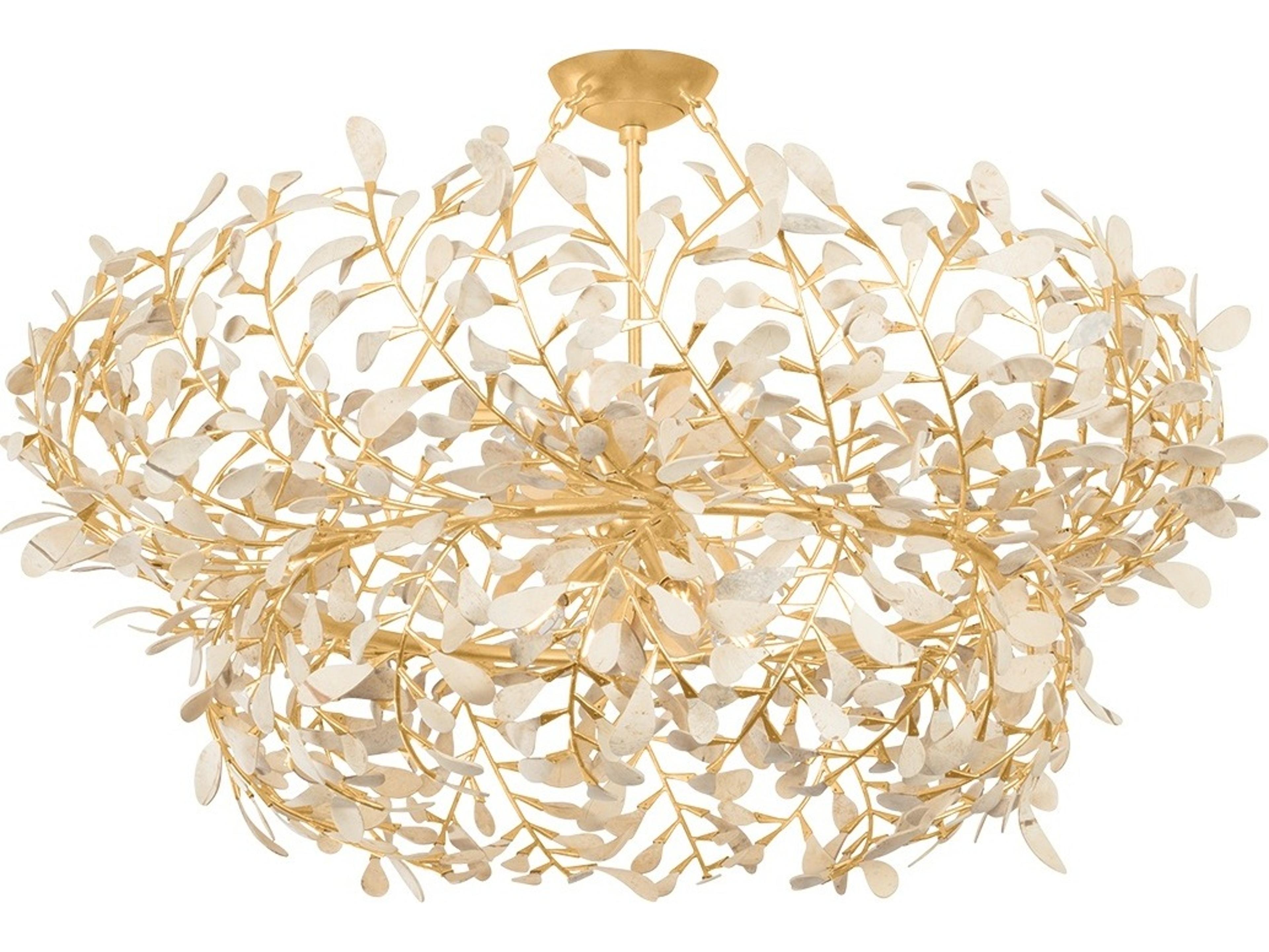 Hudson Valley Maybrook 8-Light Vintage Gold Leaf Candelabra Chandelier