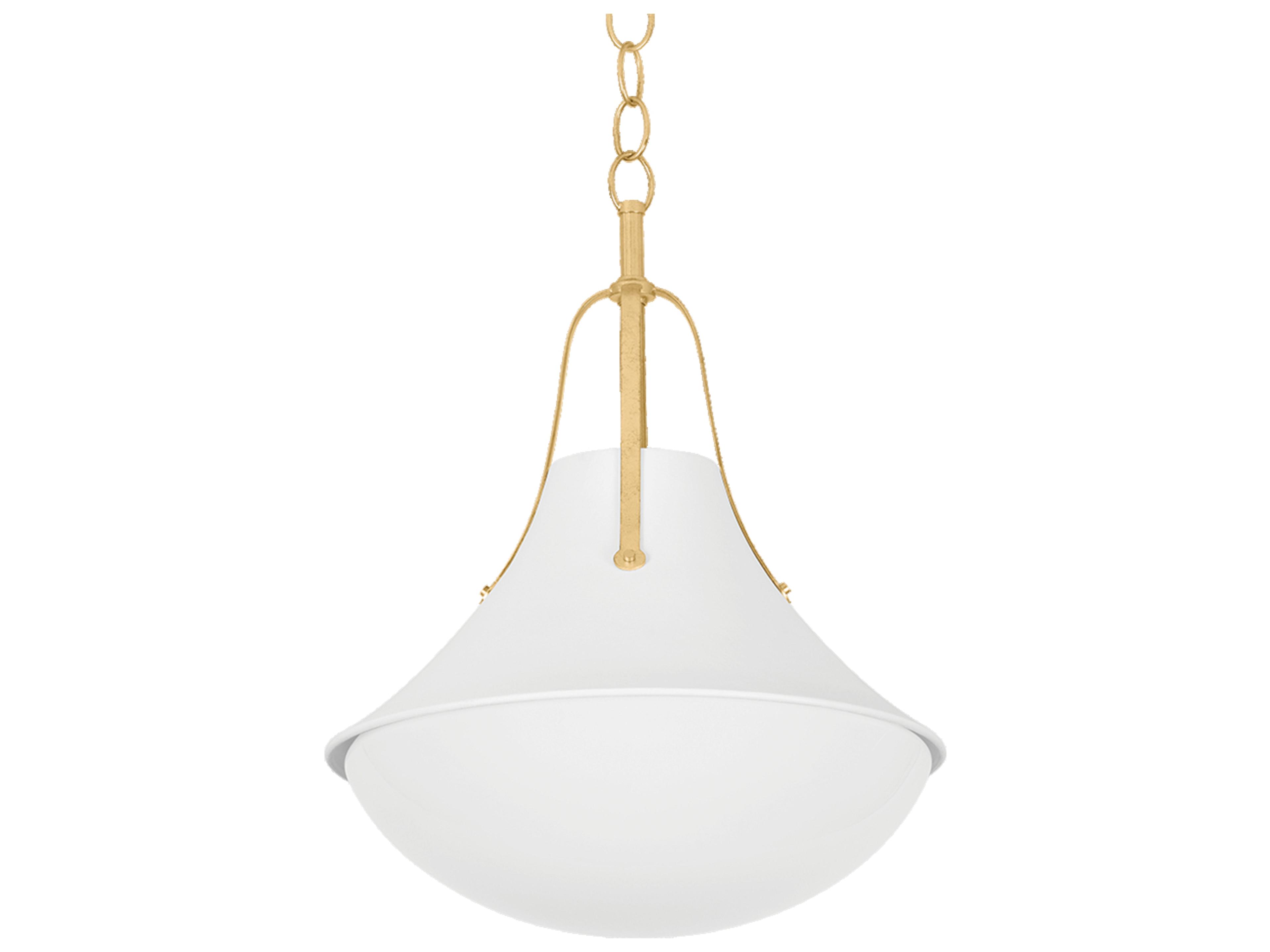 Hudson Valley Coventry 1-Light Vintage Gold Leaf White Plaster Bell Pendant