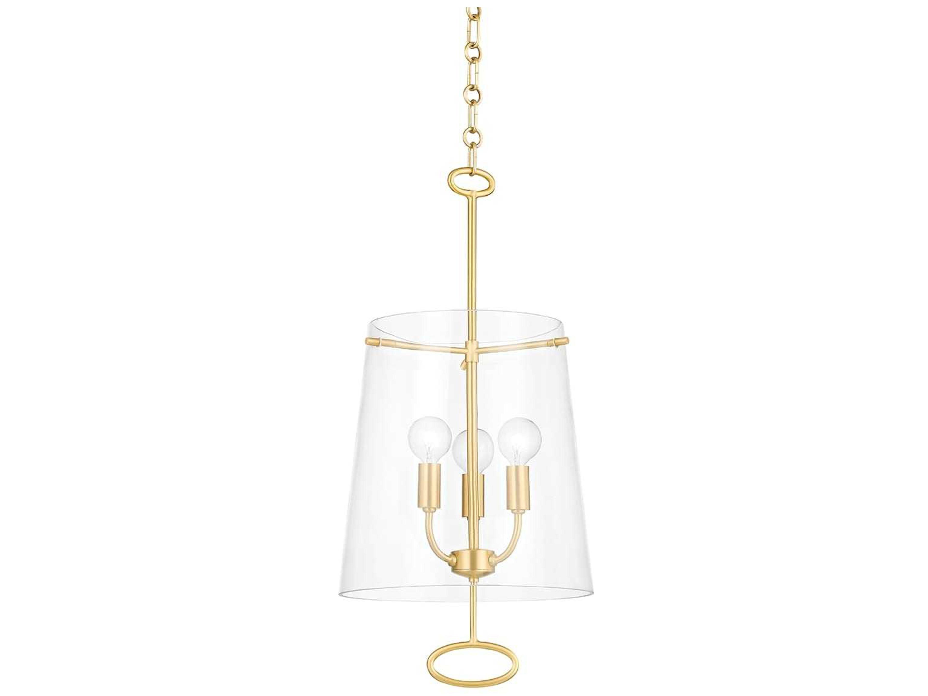 Hudson Valley James 3-Light Aged Brass Glass Chandelier