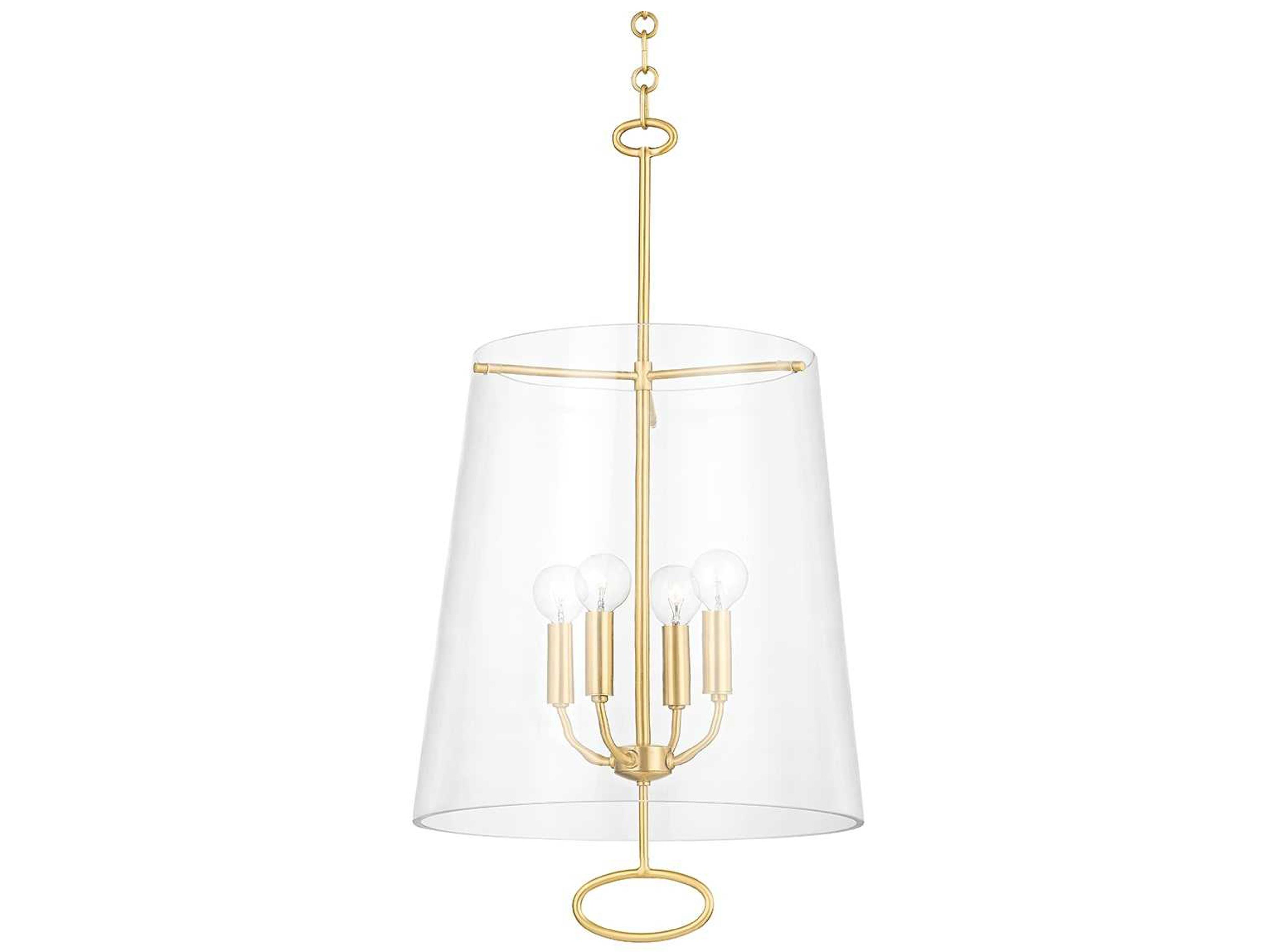 Hudson Valley James 4-Light Aged Brass Glass Chandelier