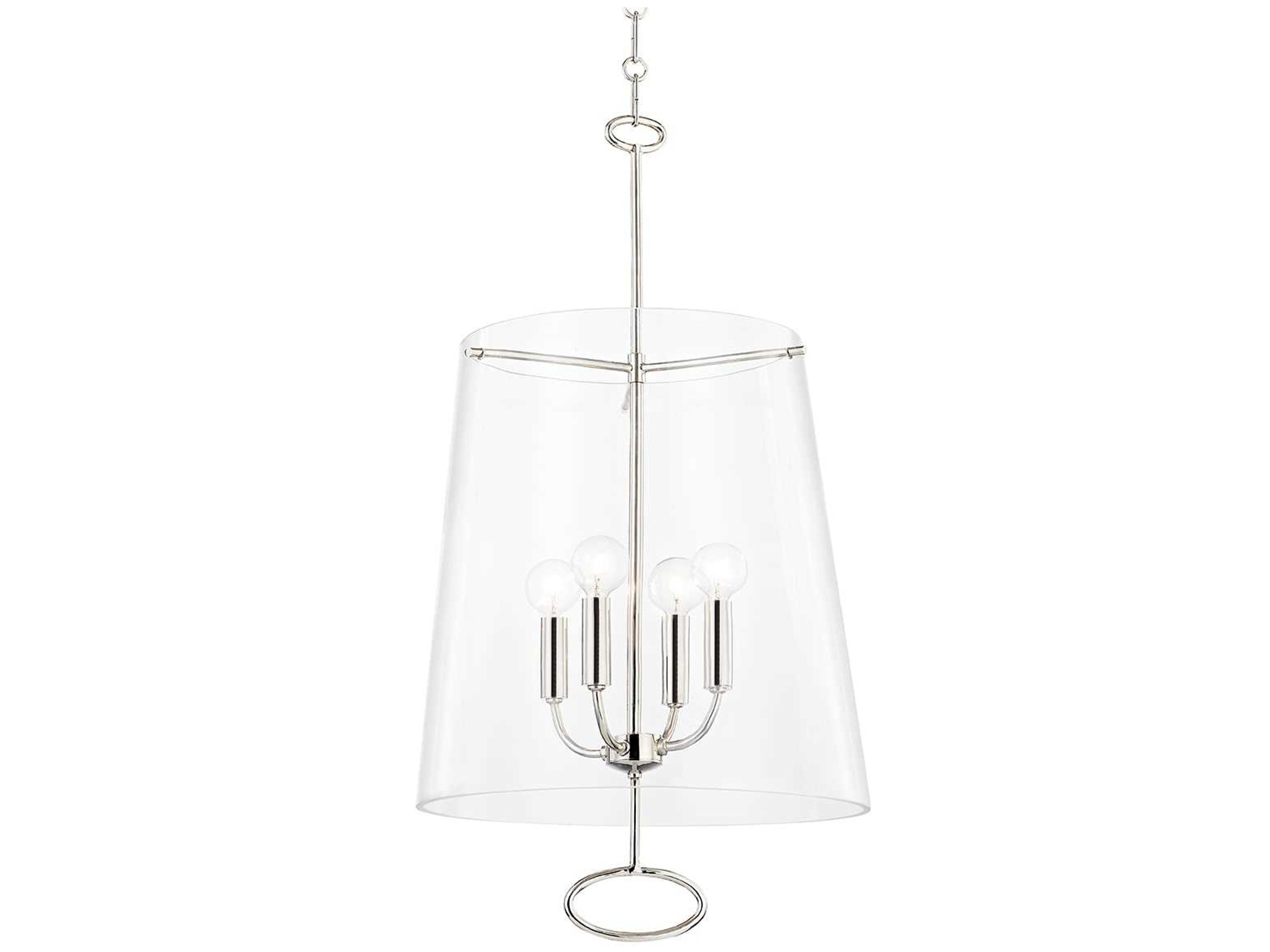 Hudson Valley James 4-Light Polished Nickel Glass Chandelier