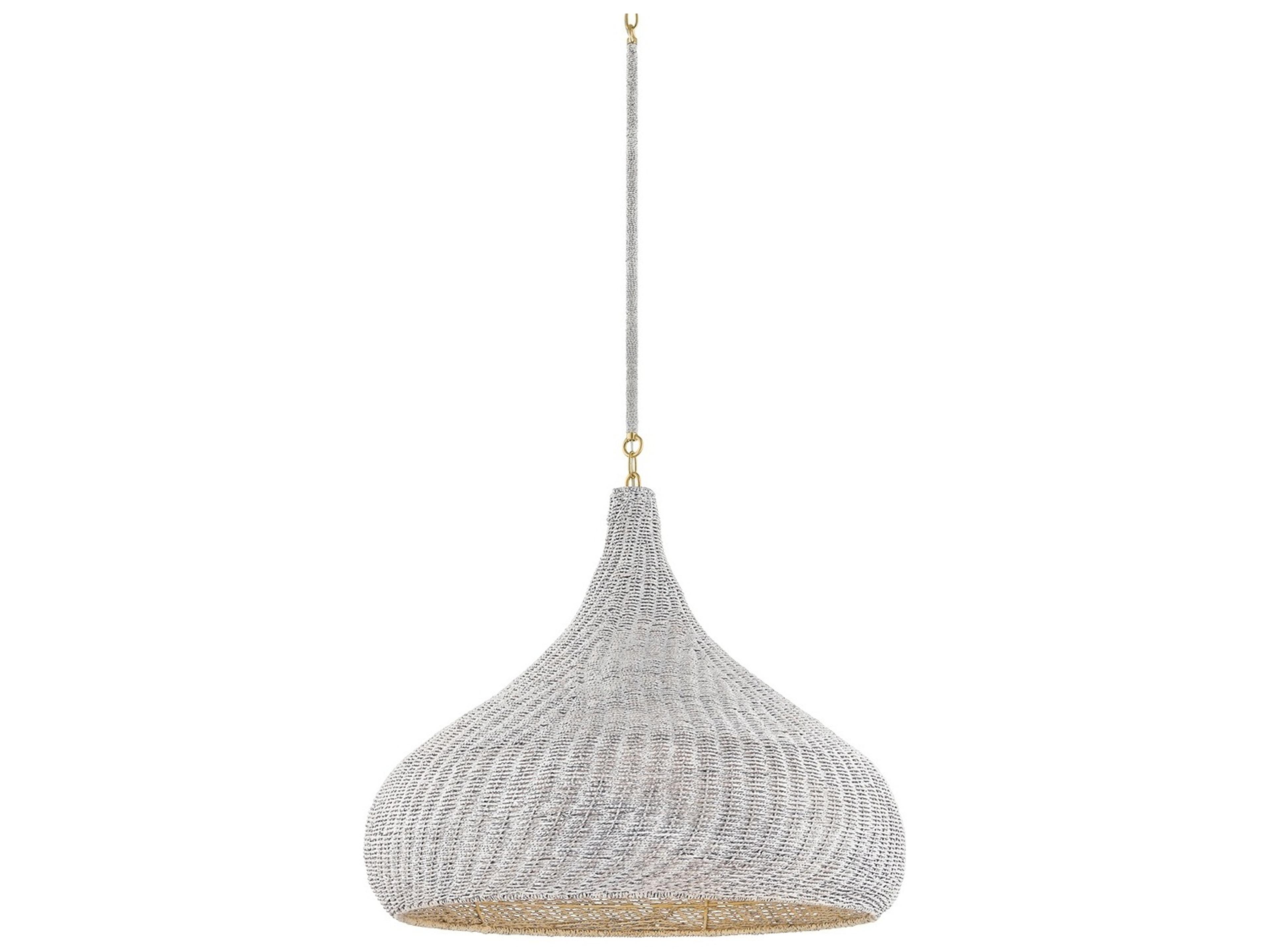 Hudson Valley Hampstead 1-Light Aged Brass Gray Pendant