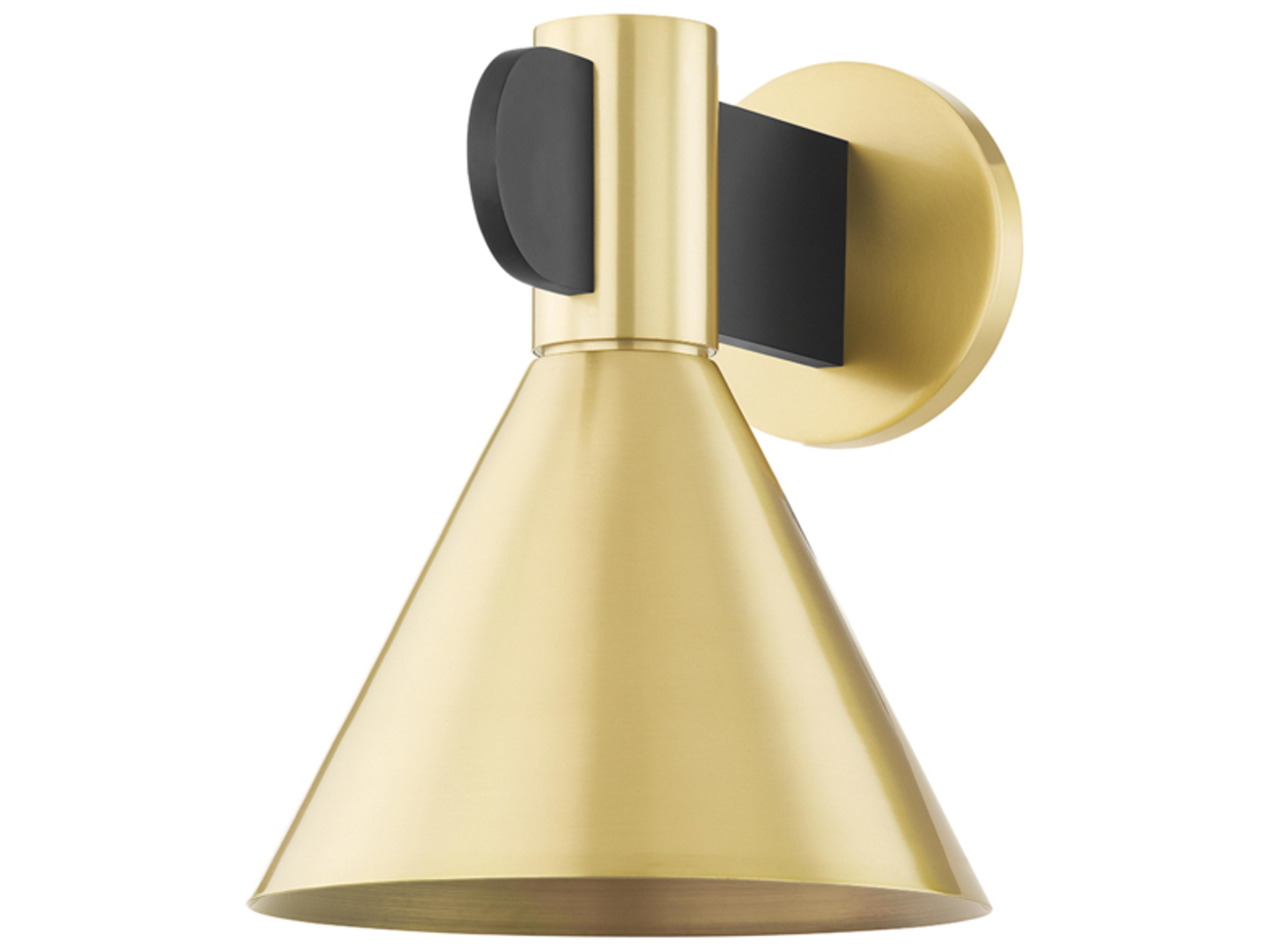 Cranston 1-Light Aged Brass Black Wall Sconce