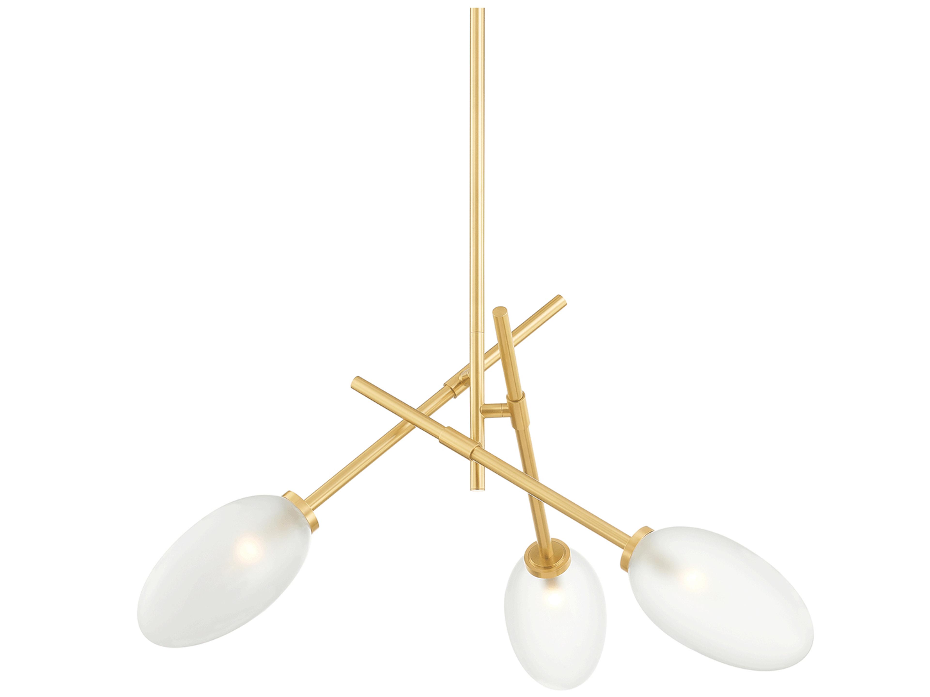 Hudson Valley Alberton 3-Light Aged Brass Glass Chandelier