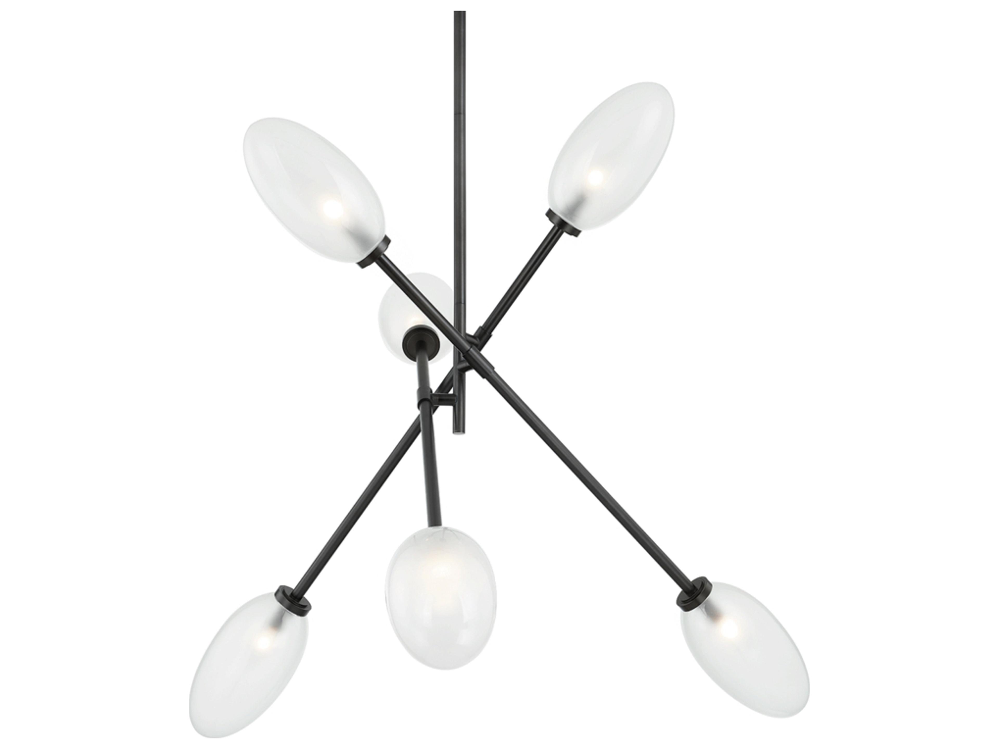 Hudson Valley Alberton 6-Light Black Brass Glass Chandelier