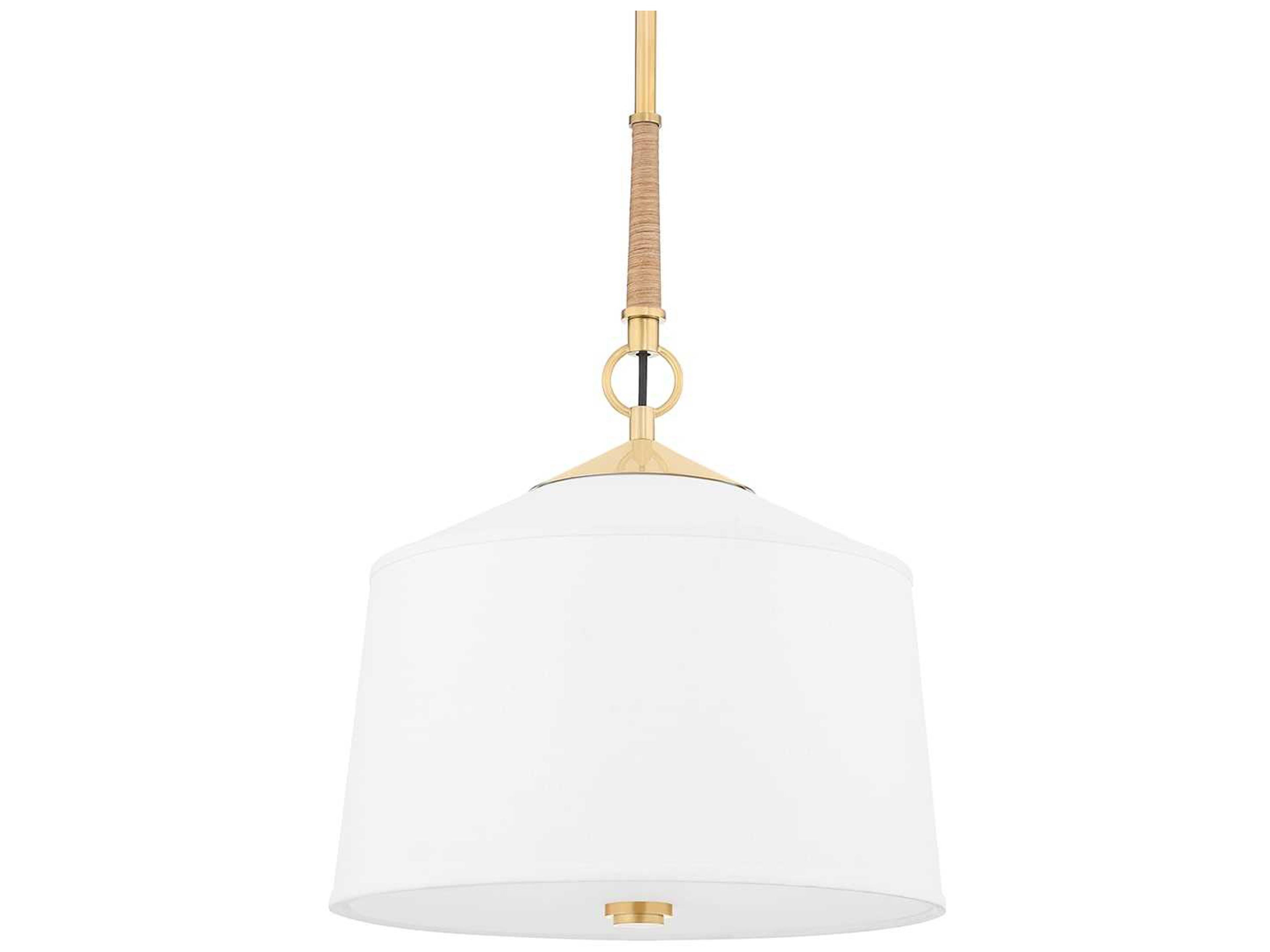 Hudson Valley White Plains 1-Light Aged Brass Drum Pendant