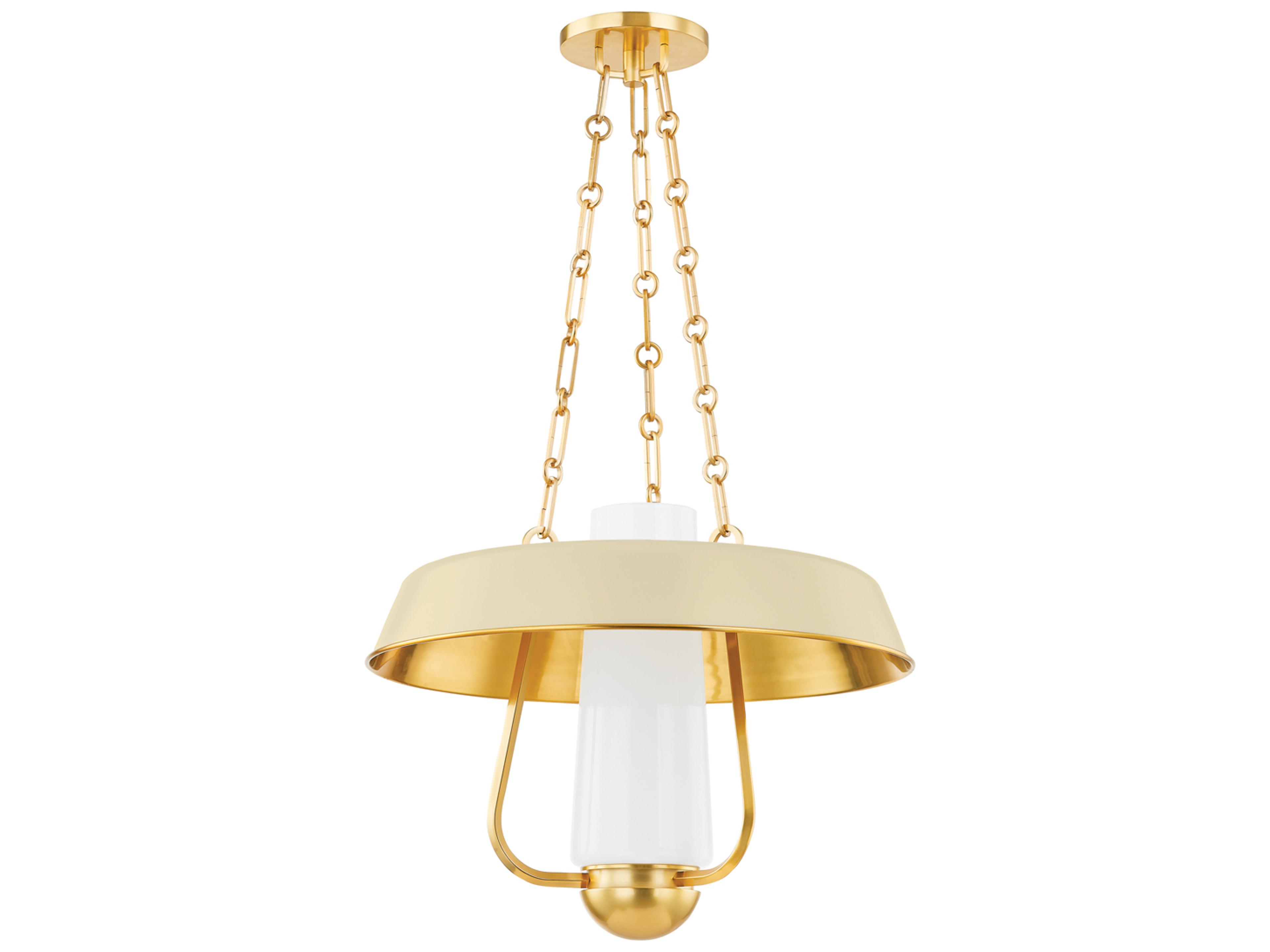 Hudson Valley Provincetown 1-Light Aged Brass Soft Sand Cylinder Dome Pendant